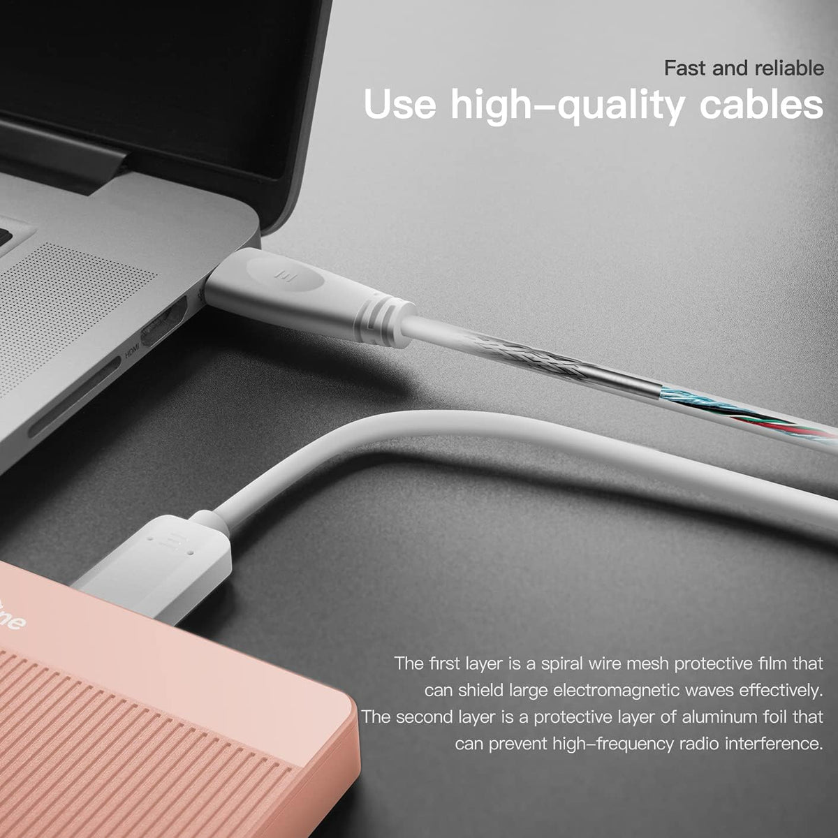 UnionSine 500GB Slim Portable External Hard Drive, USB 3.0, Pink