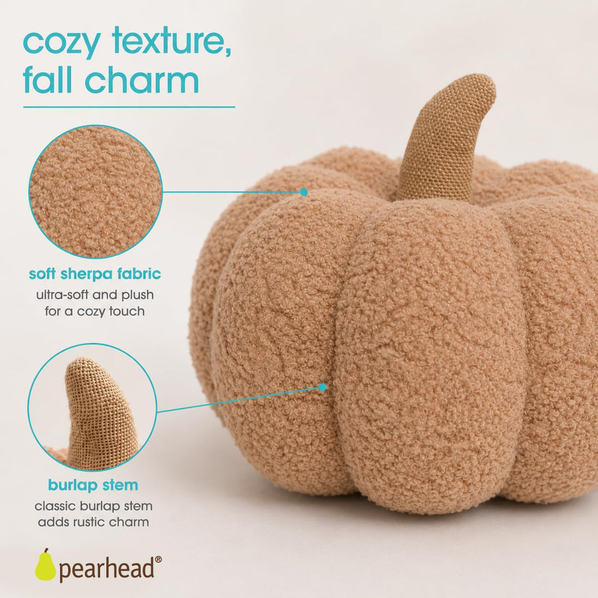 Pearhead Beige Sherpa Pumpkin, Plush
