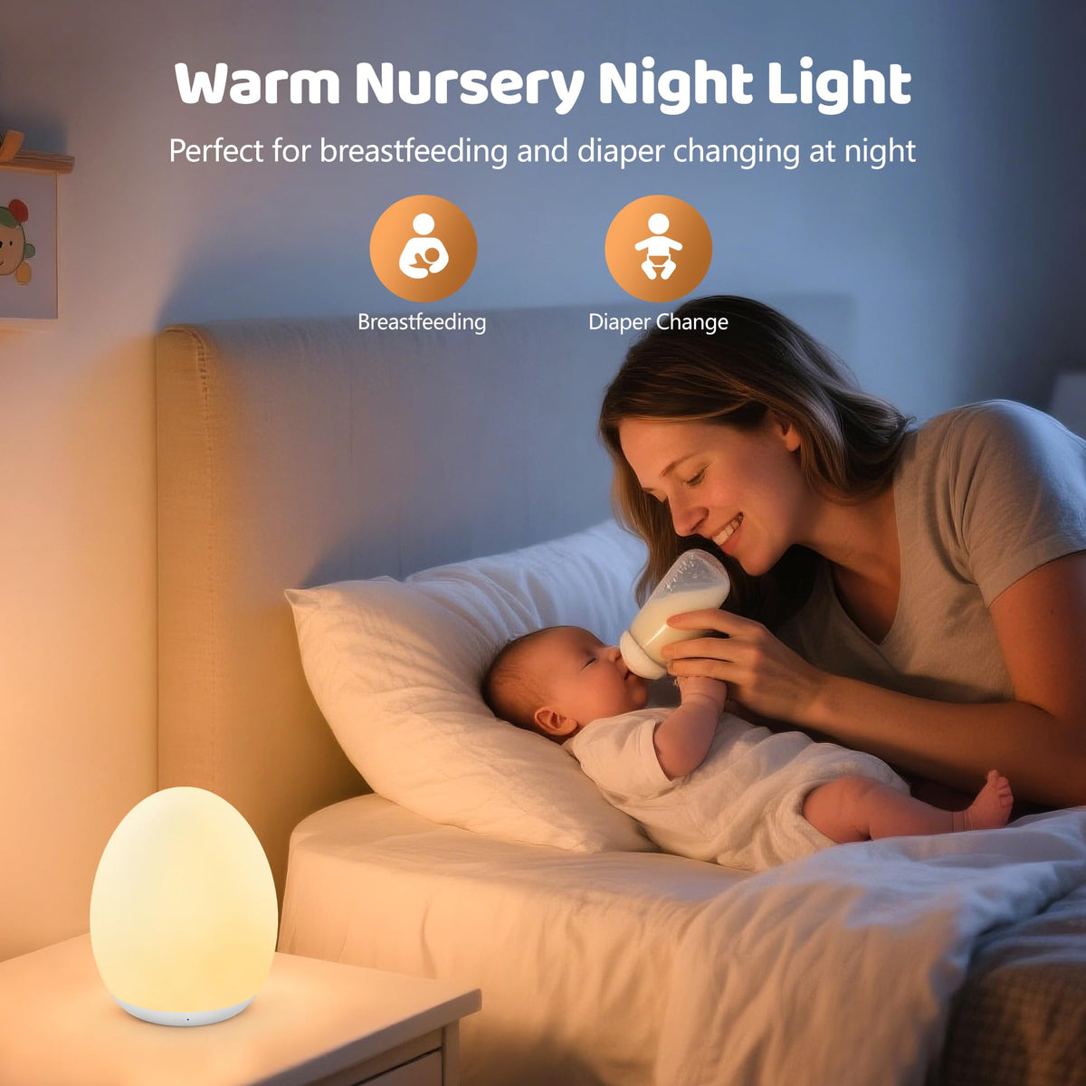 MediAcous Rechargeable Kids' Night Light with Timer, Cream
