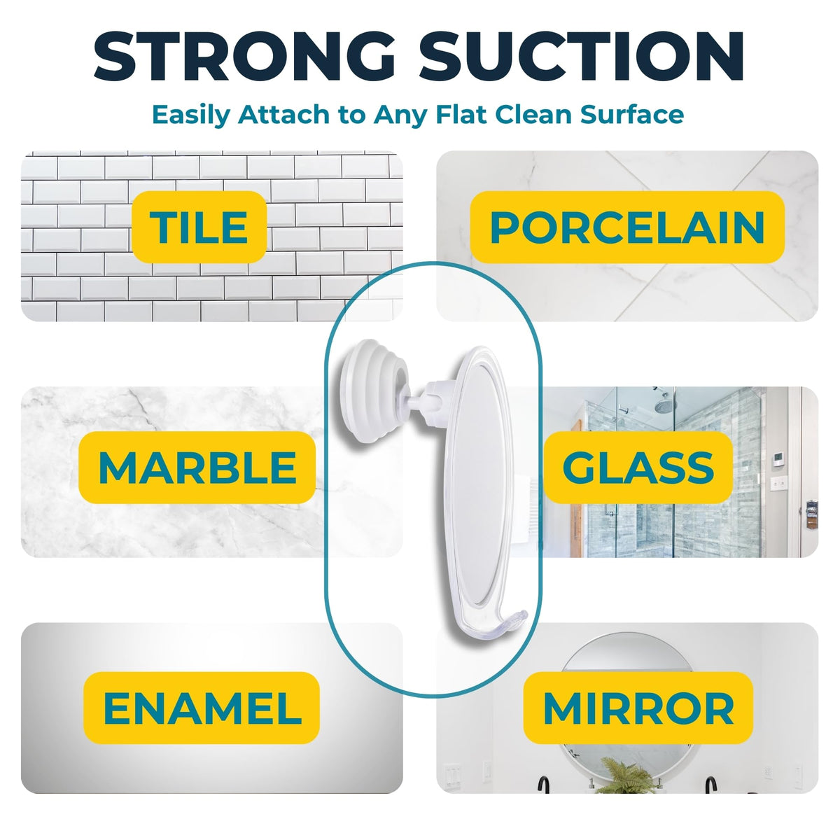 Honeybull Fogless Shower Mirror with Razor Holder, White
