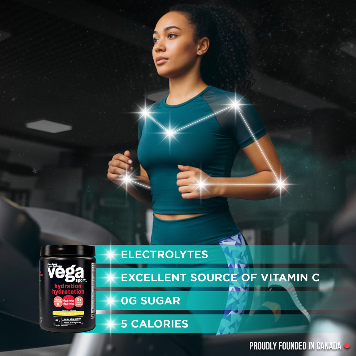 Vega Sport Hydration Electrolyte Powder, Lemon Lime, 168 g