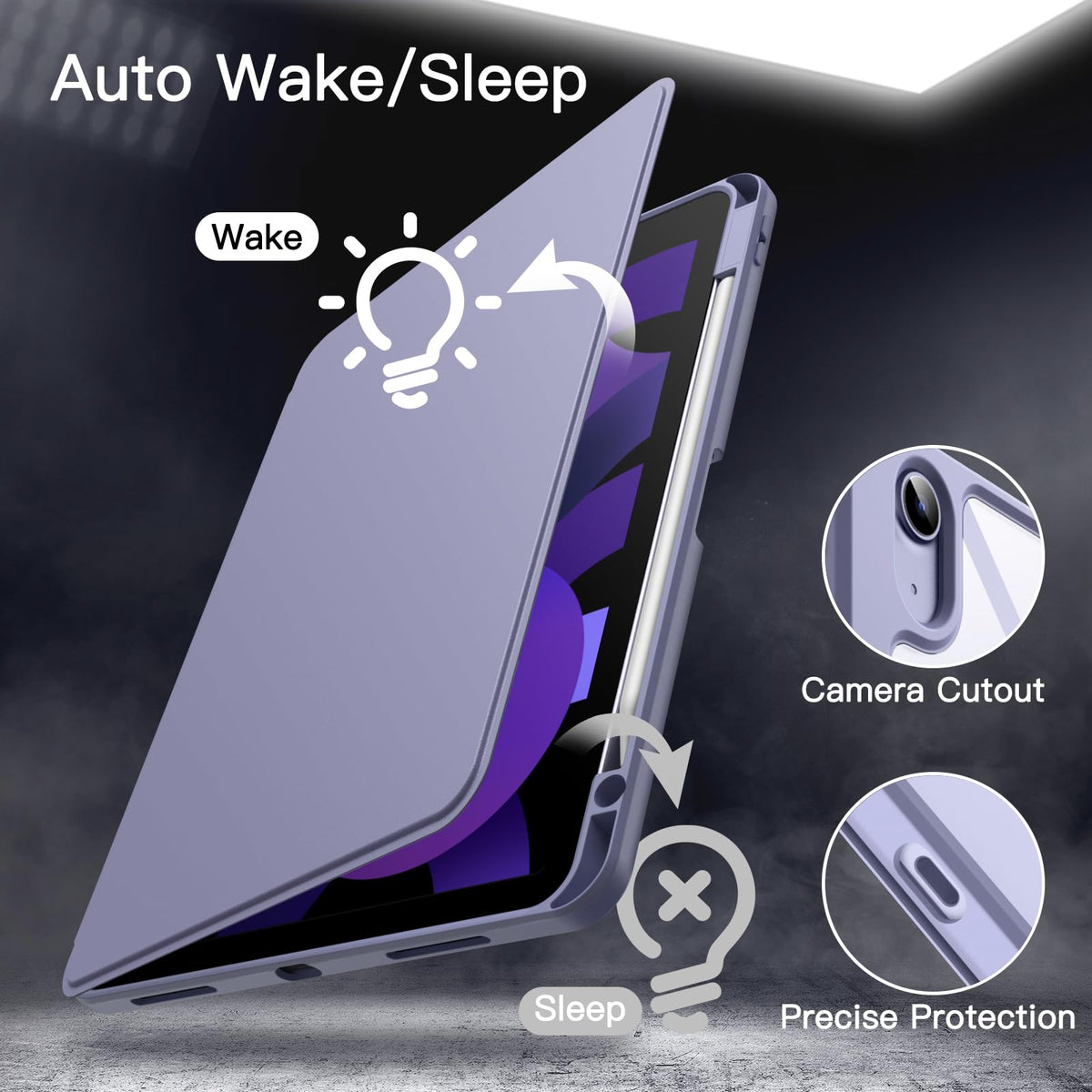 JETech Rotating Case for iPad Air 11-Inch M4/M3/M2, Purple