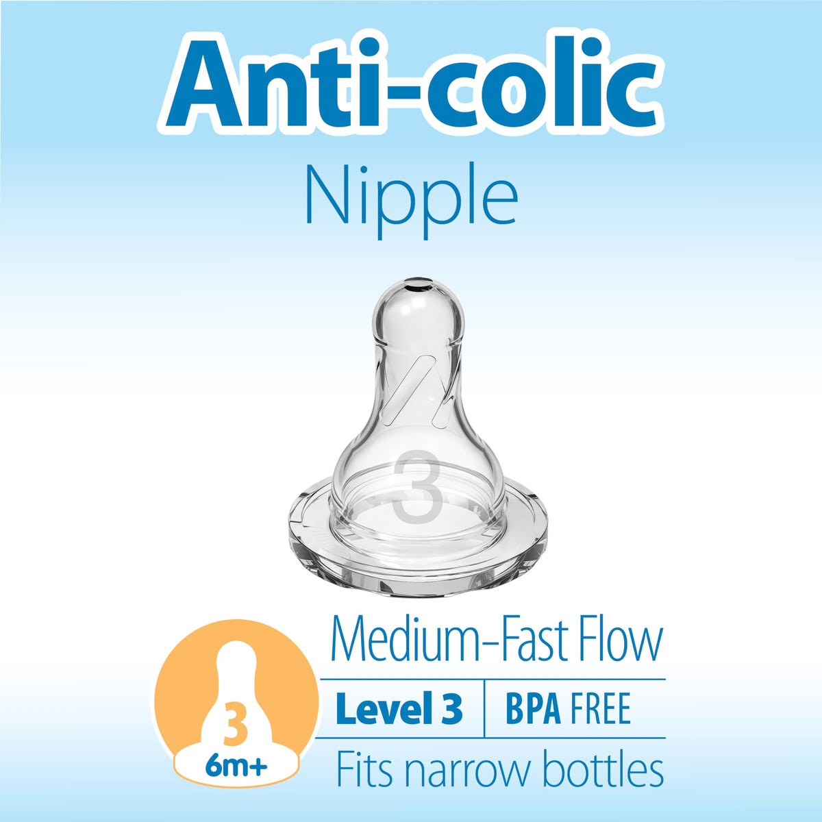 Dr. Brown's Original Nipple, Level 3 (6m+), 6 Count