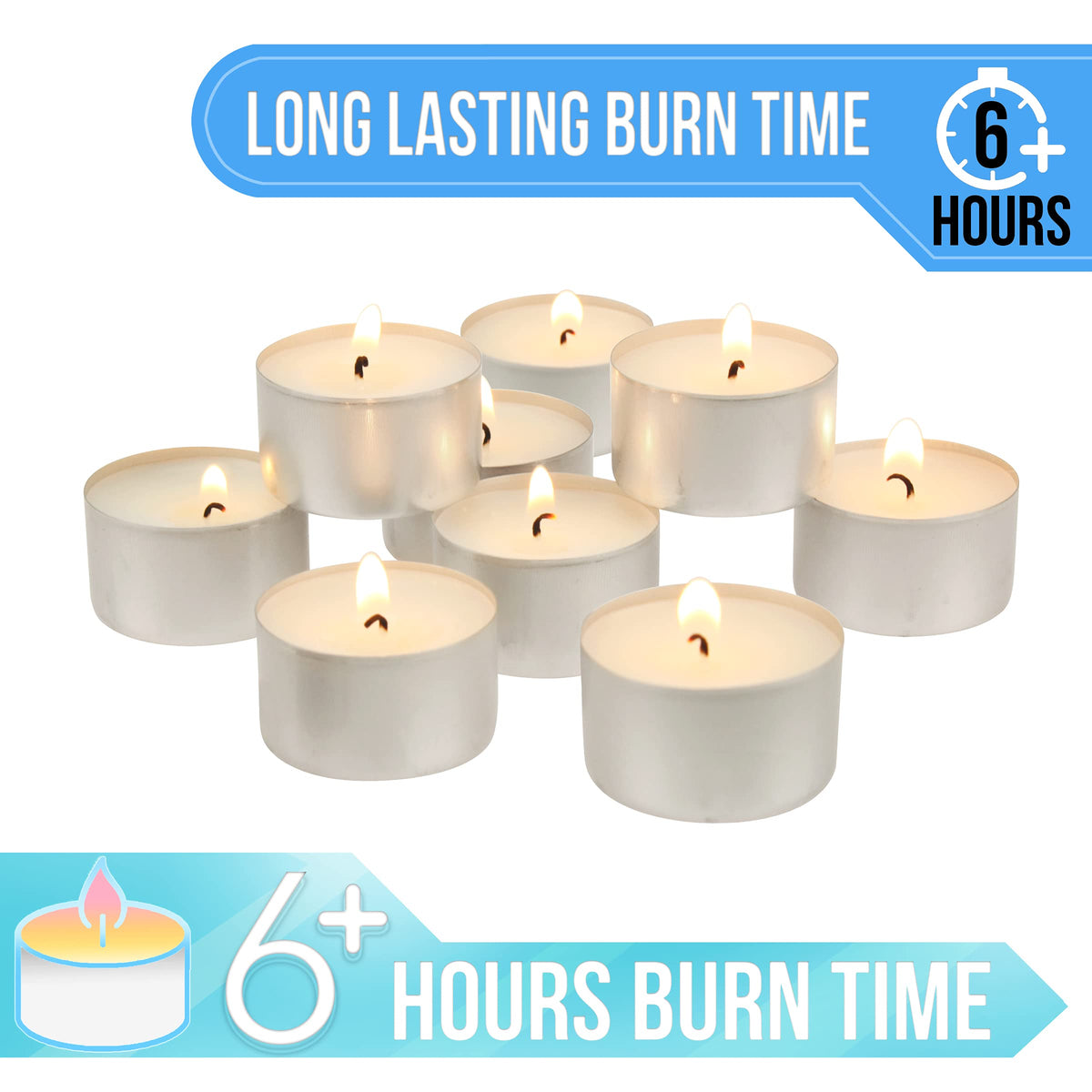 Stonebriar Unscented Tea Light Candles, White, 100 Count