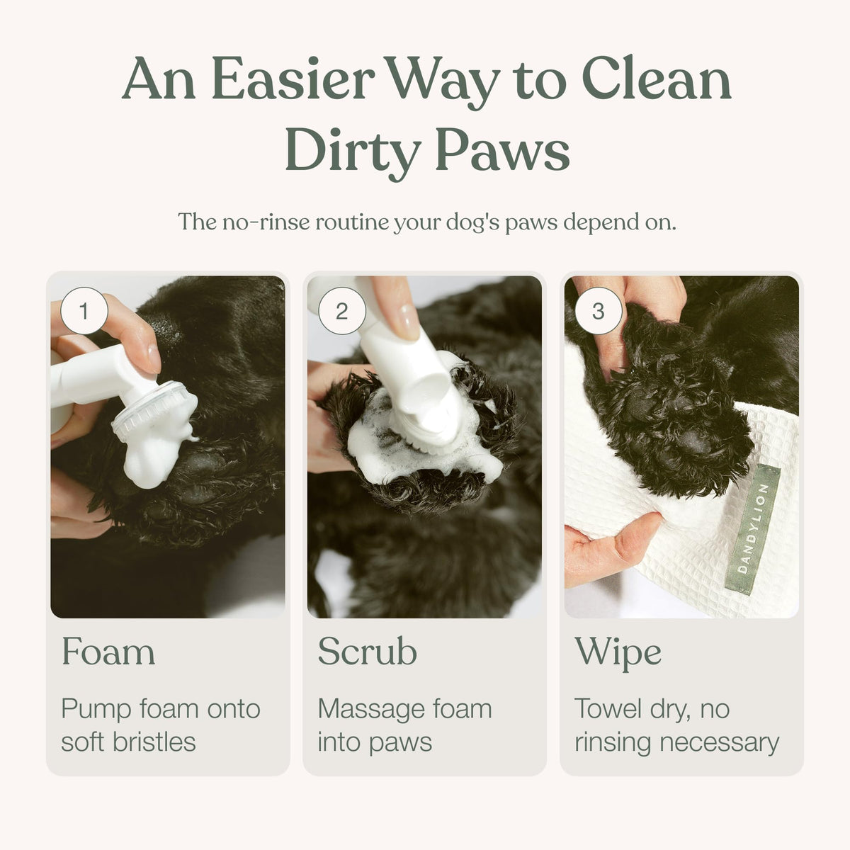 Dandylion Clean Paws No-Rinse Foaming Dog Paw Cleaner, 5 fl oz