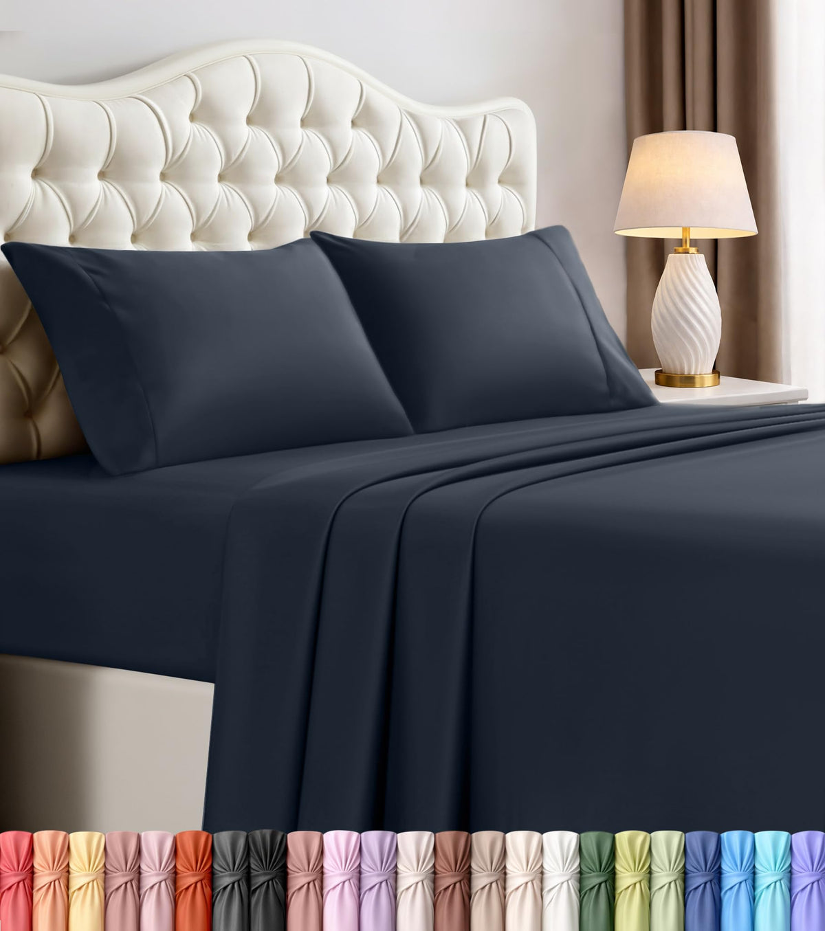 Utopia Bedding Brushed Microfibre Sheet Set, Queen, Navy