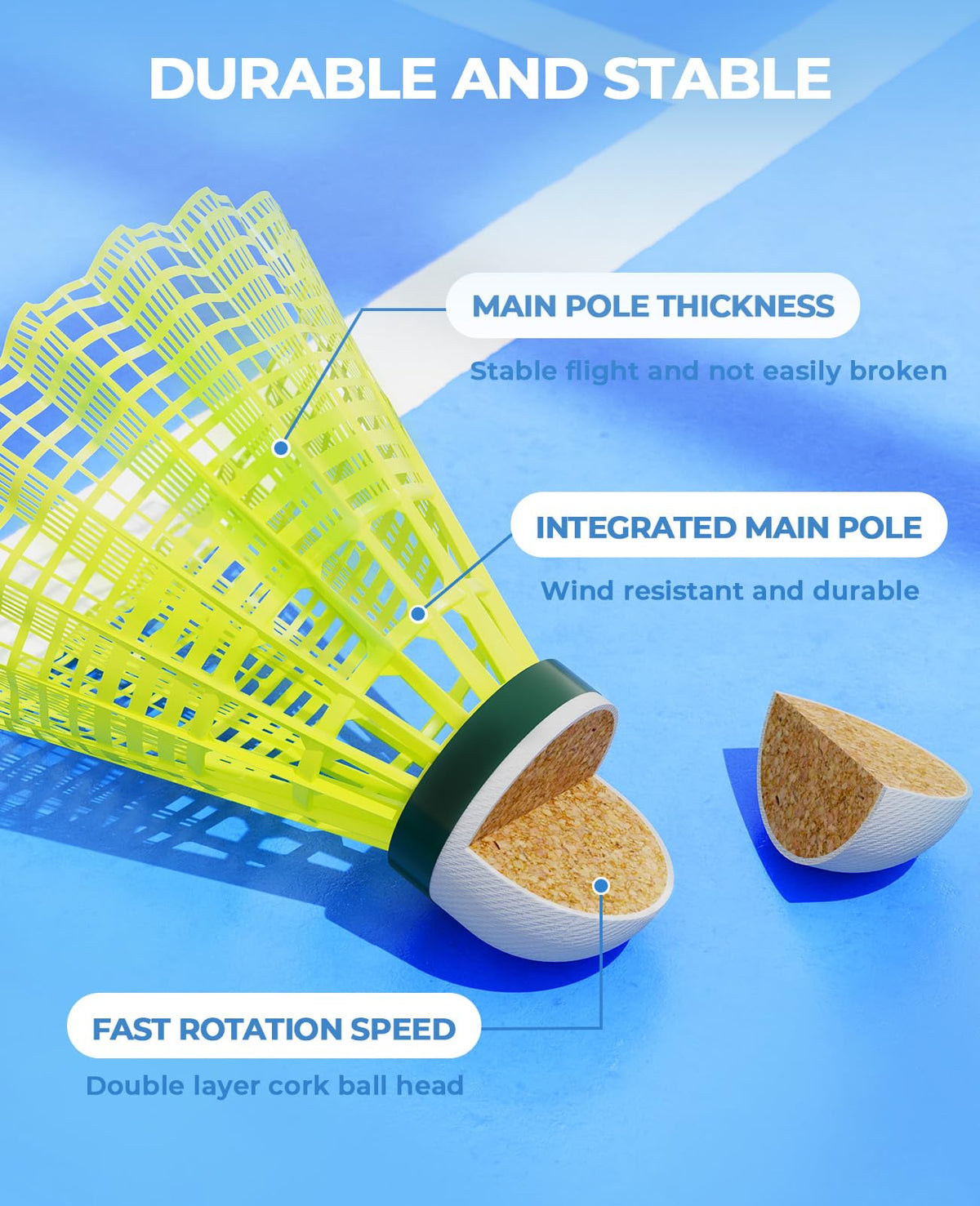 HIRALIY Glow in the Dark Nylon Badminton Shuttlecocks (12 Pack)