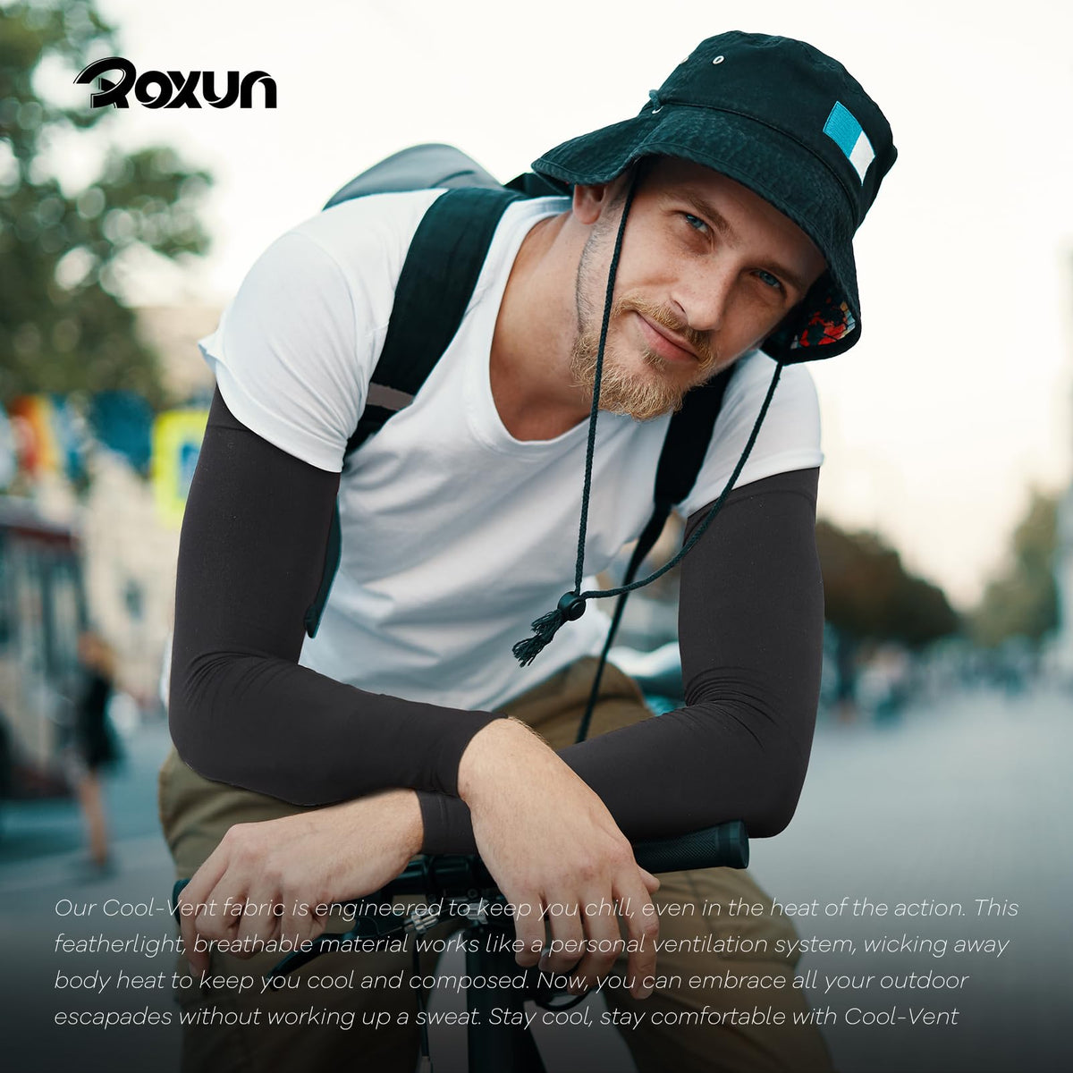 ROXUN Cooling UV Arm Sleeves, White (2 Pairs)