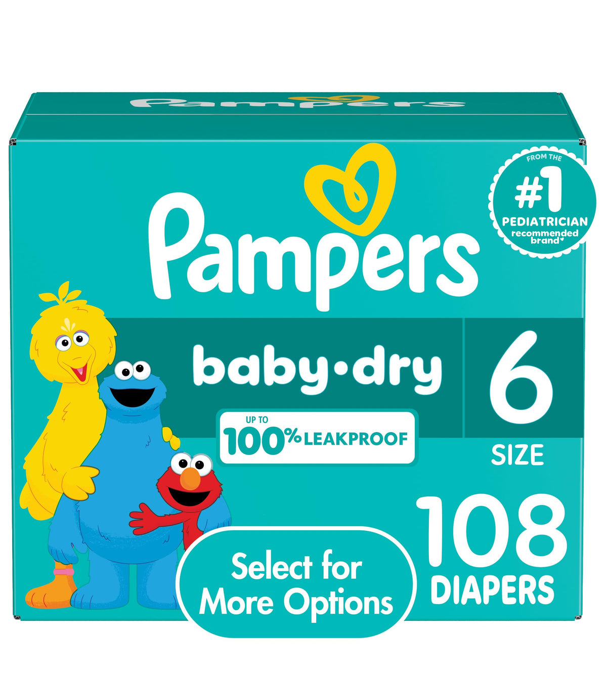 Pampers Baby Dry Diapers, Size 6, 108 Count