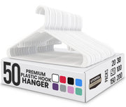 Utopia Home Plastic Hangers with Hooks, White, 50 Pack