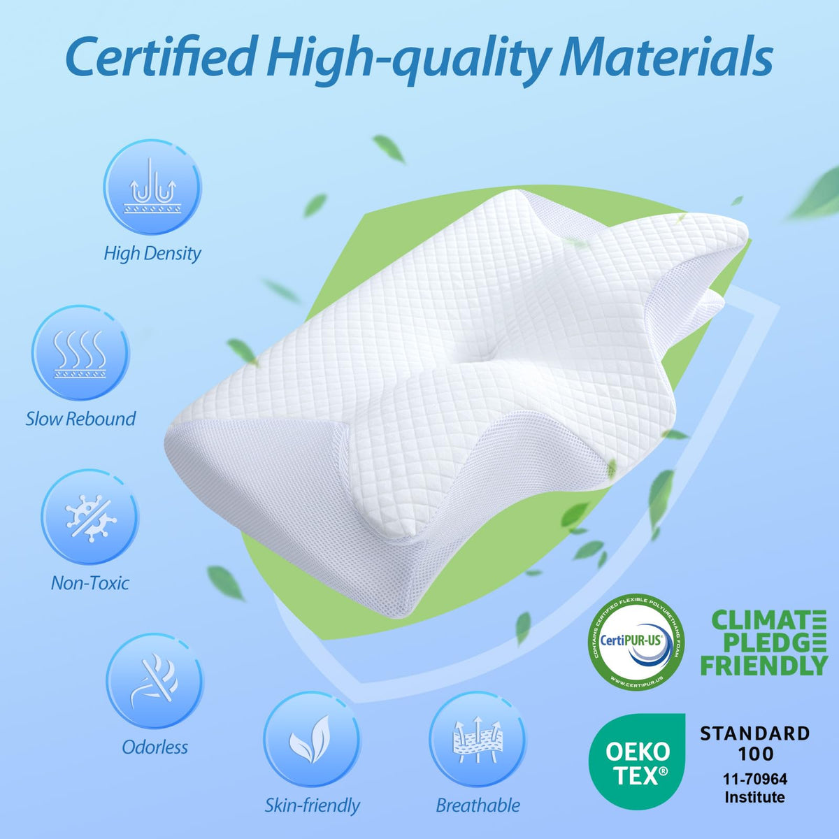 HOMCA Memory Foam Cervical Pillow, White