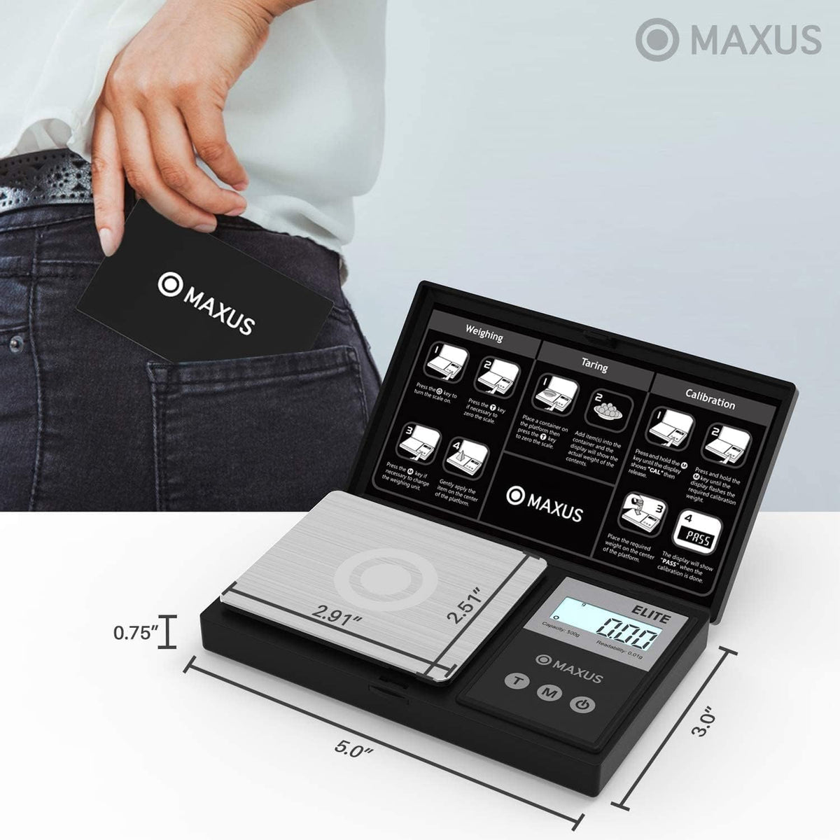 MAXUS Precision Pocket Scale, 500 g x 0.01 g