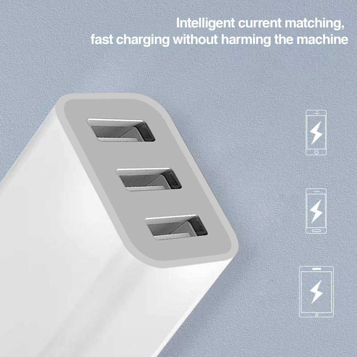 Multiport USB Charger Block, Fast Charging Wall Adapter, Milky White