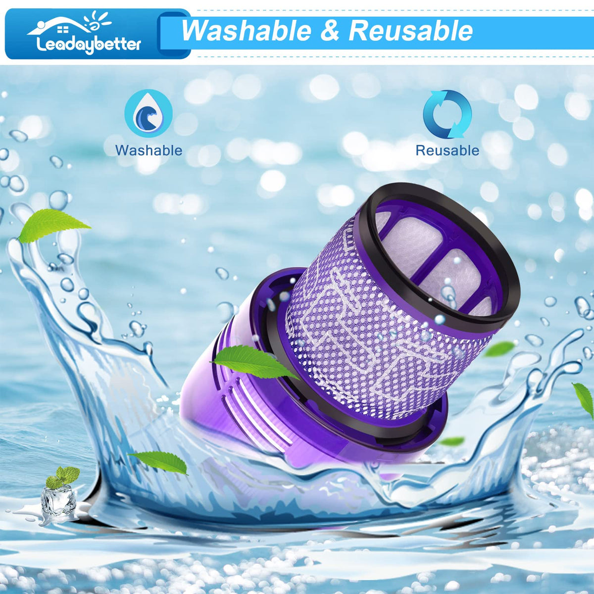 Leadaybetter Filter Replacement for Dyson V11 and V15, 2 Pack