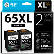 Smart Ink Remanufactured HP 65XL Ink, Black (2 Pack)