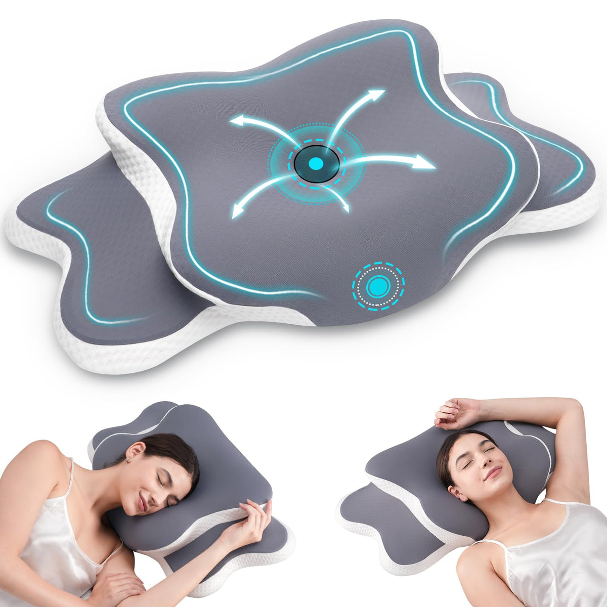 Delyoly Memory Foam Contour Pillow, Gray