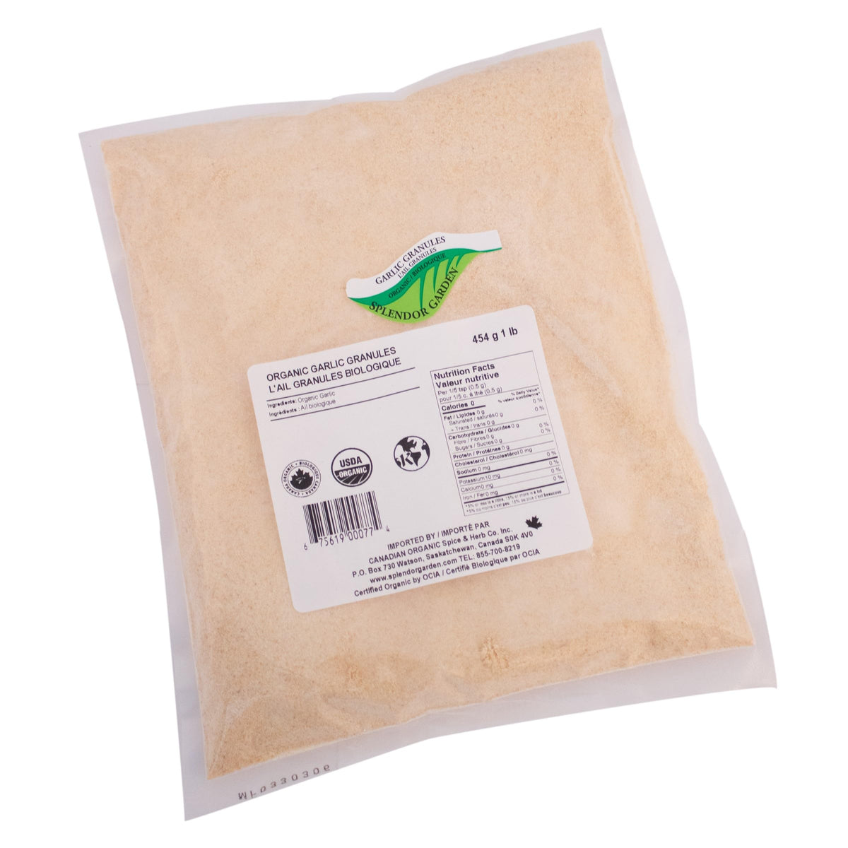 Splendor Garden Organic Garlic Granules, 454 g