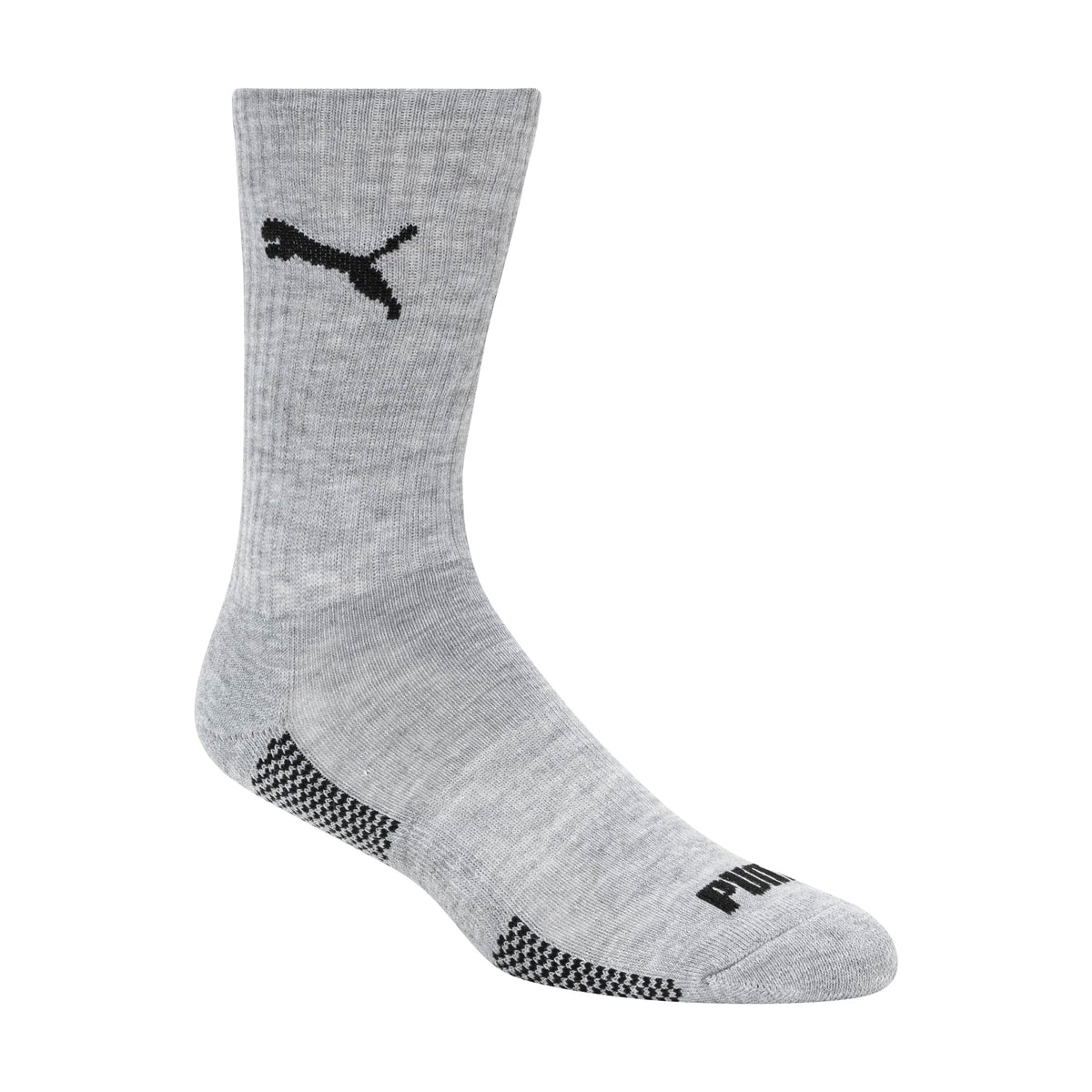 PUMA Men's Athletic Cushioned Crew Socks, White/Grey, 10-13, 8 Pack