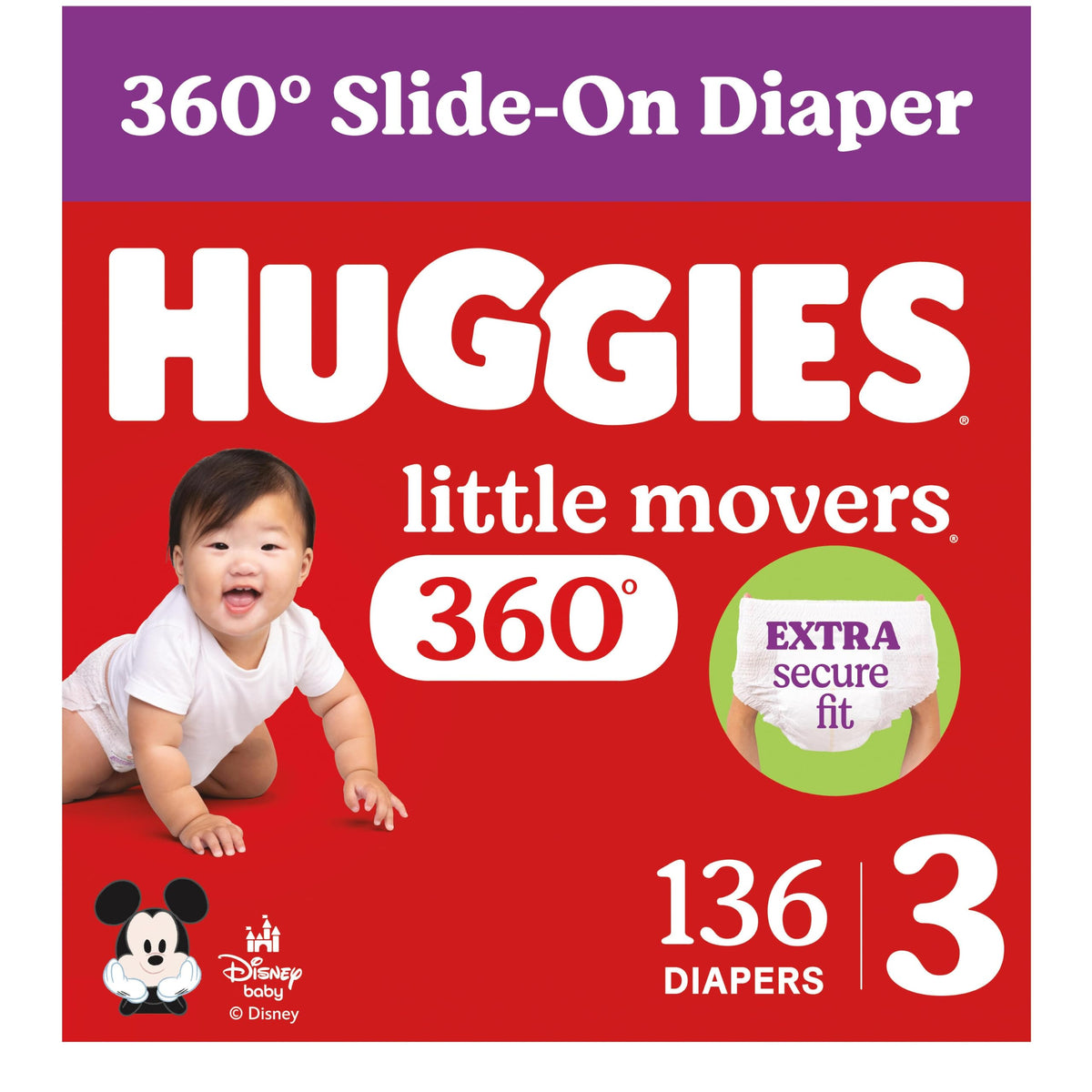 Huggies Little Movers Baby Diapers, Size 3 (16-28 lbs), 136 Count