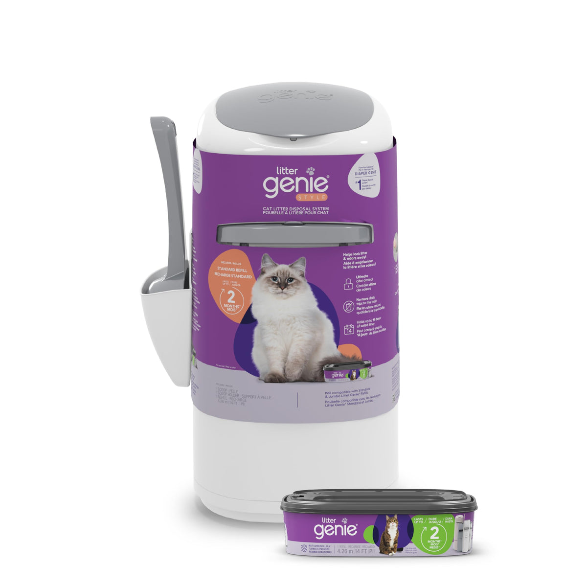 Litter Genie Style Pail with Square Pail Refill Bag