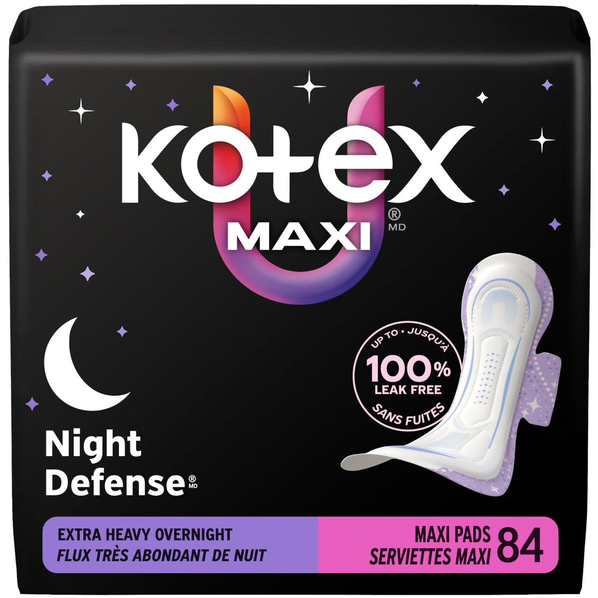 Kotex Overnight Maxi Pads With Wings, Extra Heavy, 84 Count