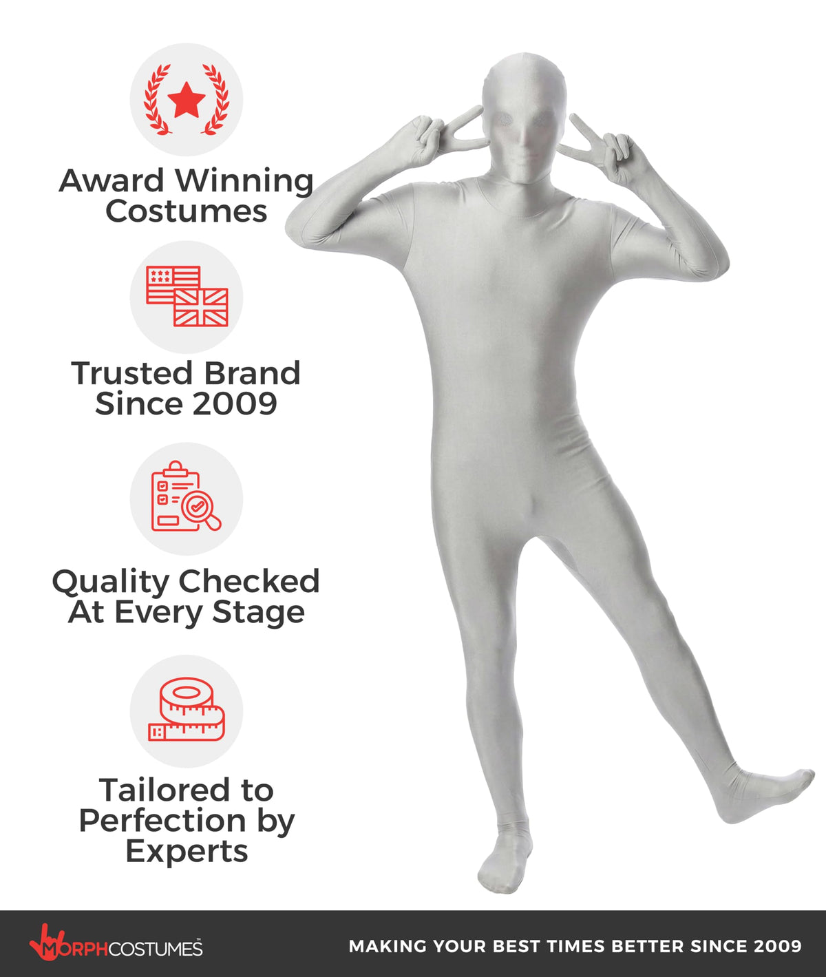 Morphsuits Original Morphsuit, Silver, Large