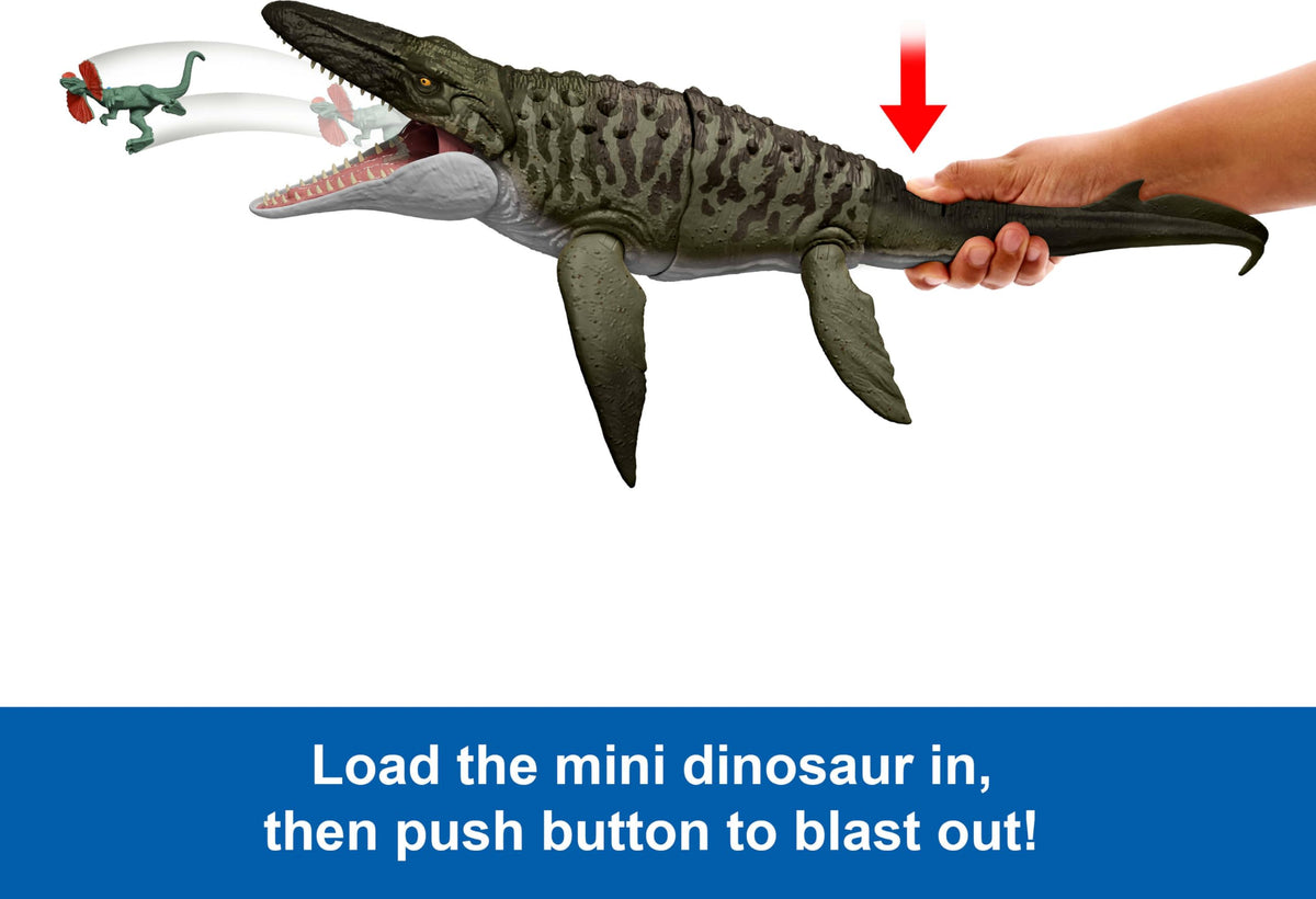 Mattel Jurassic World Rebirth Bite N Blast Mosasaurus & Mini Dino