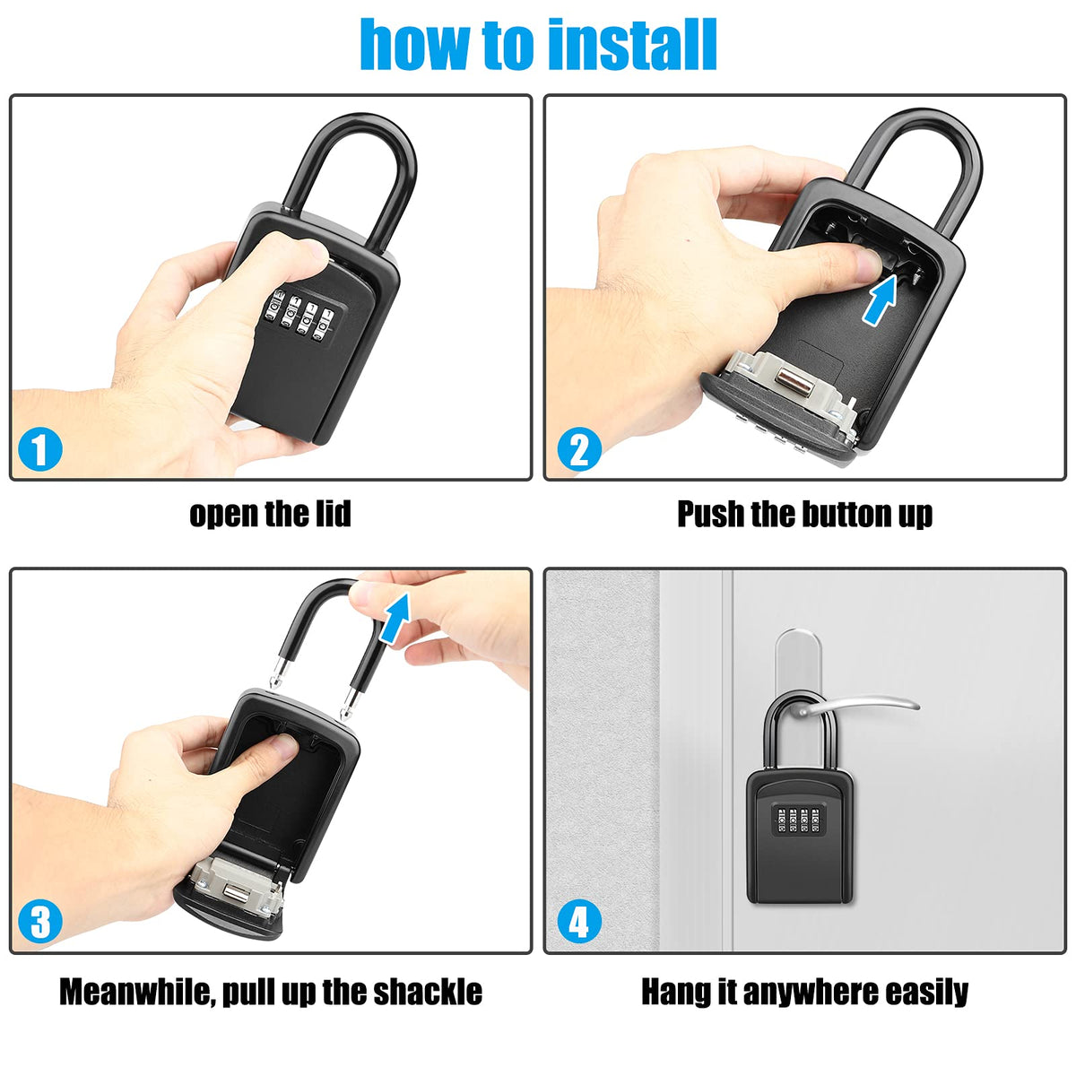 Diyife Portable Outdoor Key Lock Box with Removable Shackle