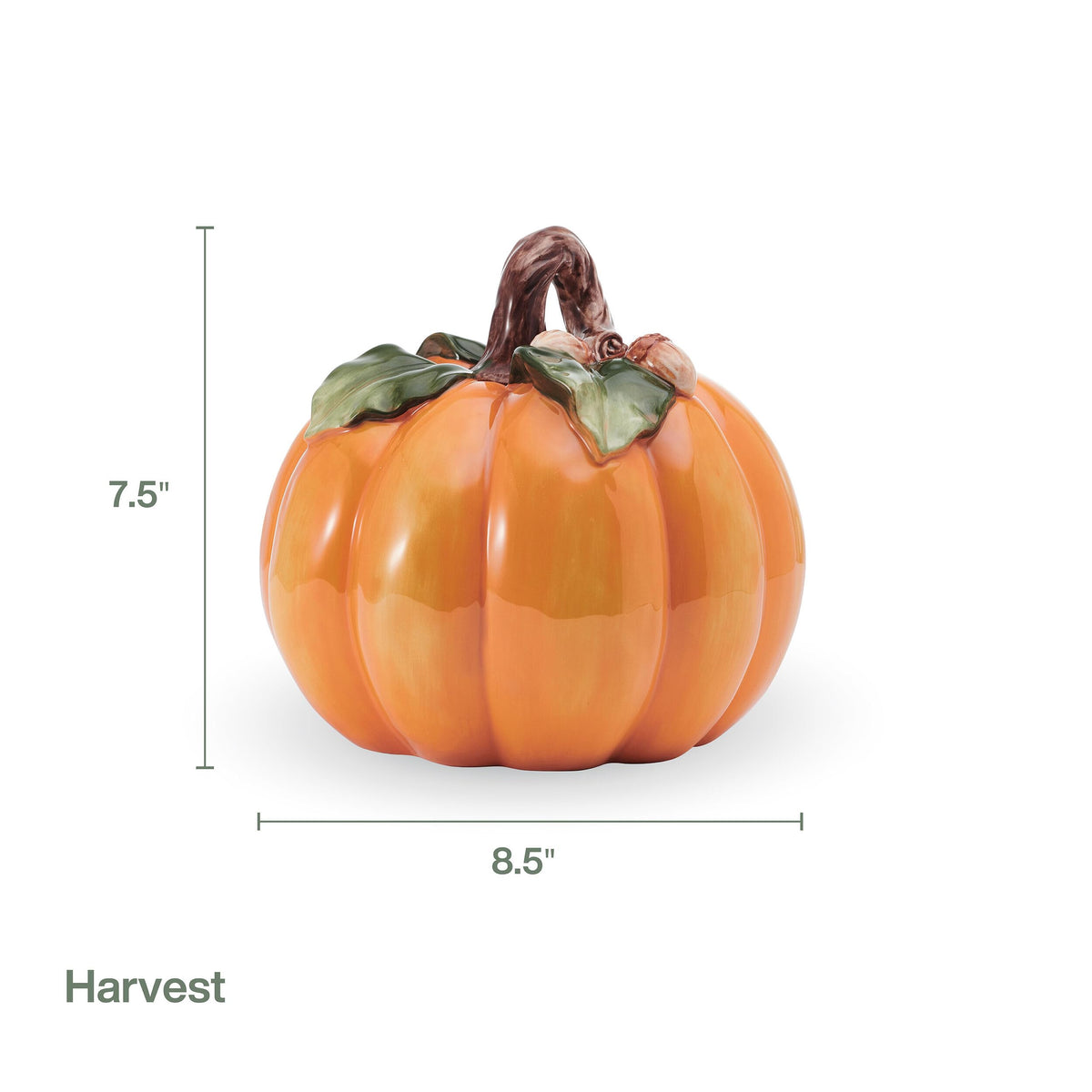 Fitz and Floyd Harvest Pumpkin Ceramic Figurine, 7.5 Inch