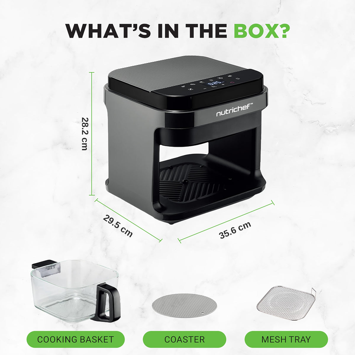 Nutrichef Air Fryer, 8 Preset Cook Modes, Black, 5.8 Quart