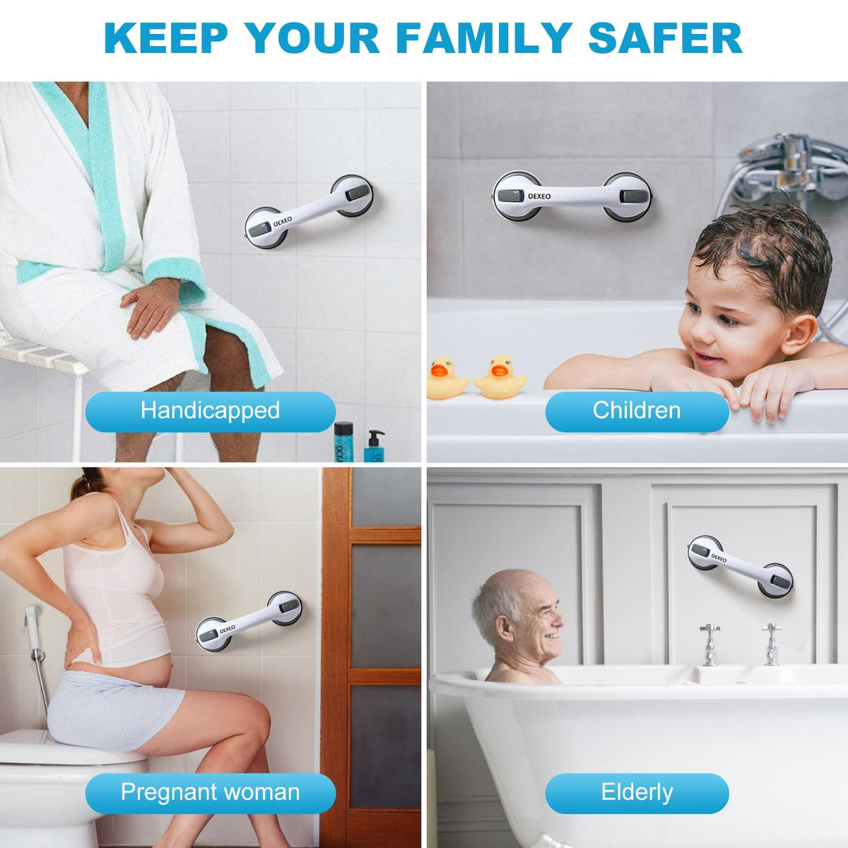 OEXEO Bathroom Safety Grab Bars, Non-Slip, 2 Pack