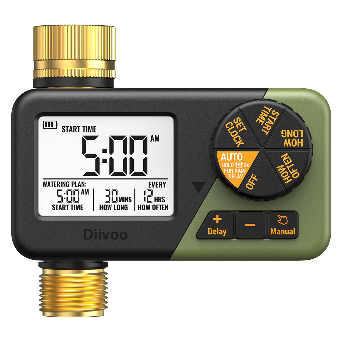 Diivoo Water Sprinkler Timer with Brass Inlet & Outlet