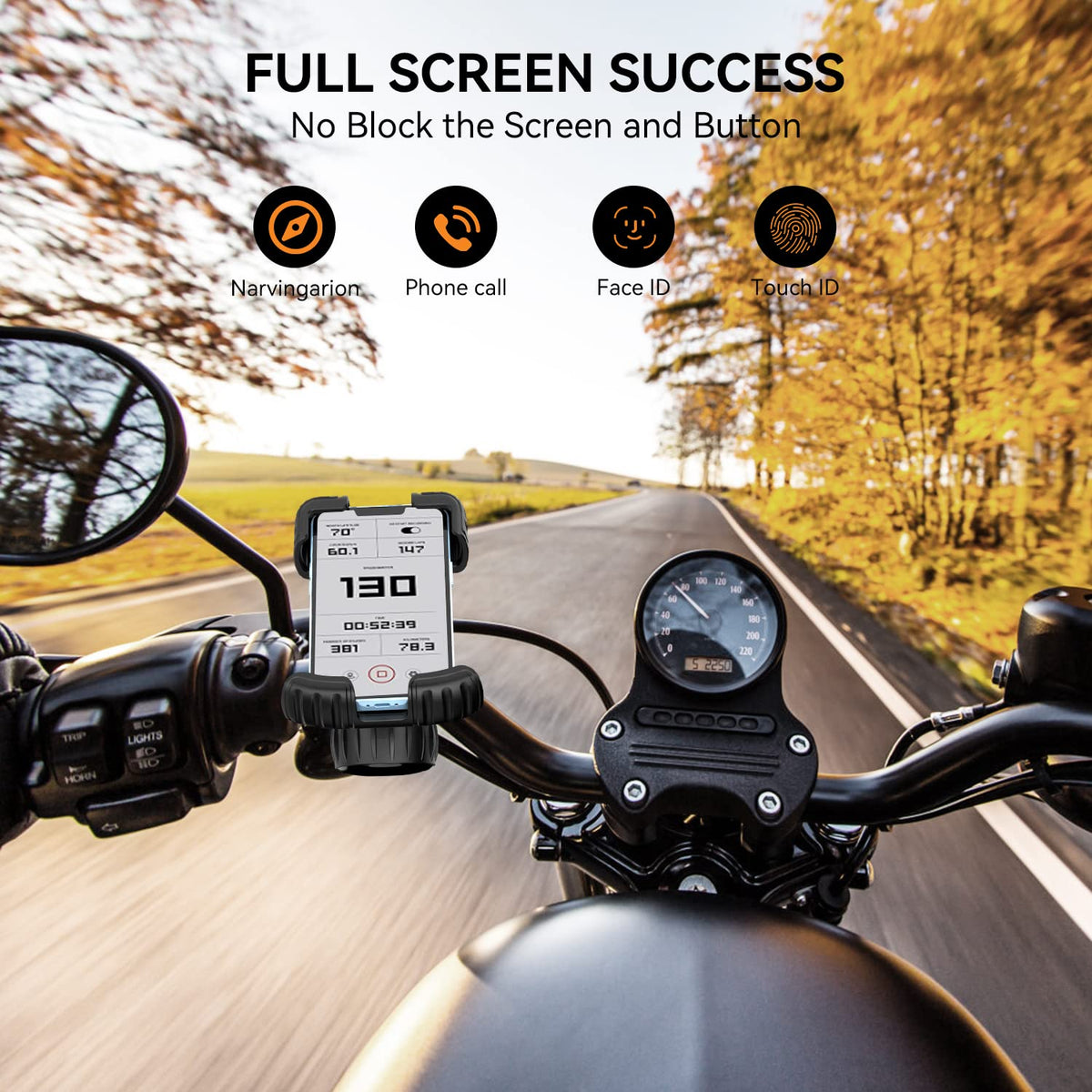 Motorcycle/Bicycle Phone Mount for 4.7-6.8 inch Phones, Orange