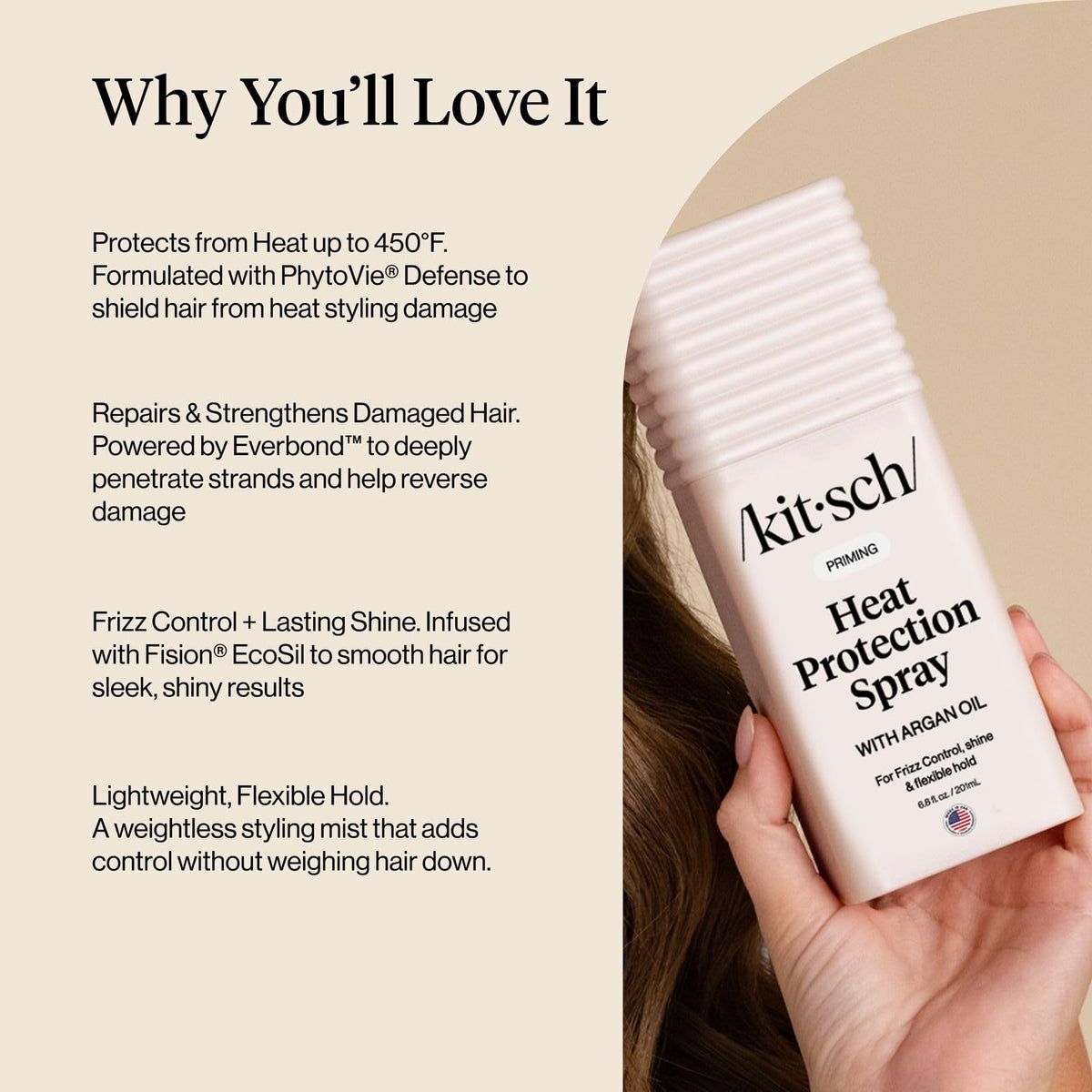 Kitsch Heat Protection Spray for Hair with Argan Oil, 201 mL