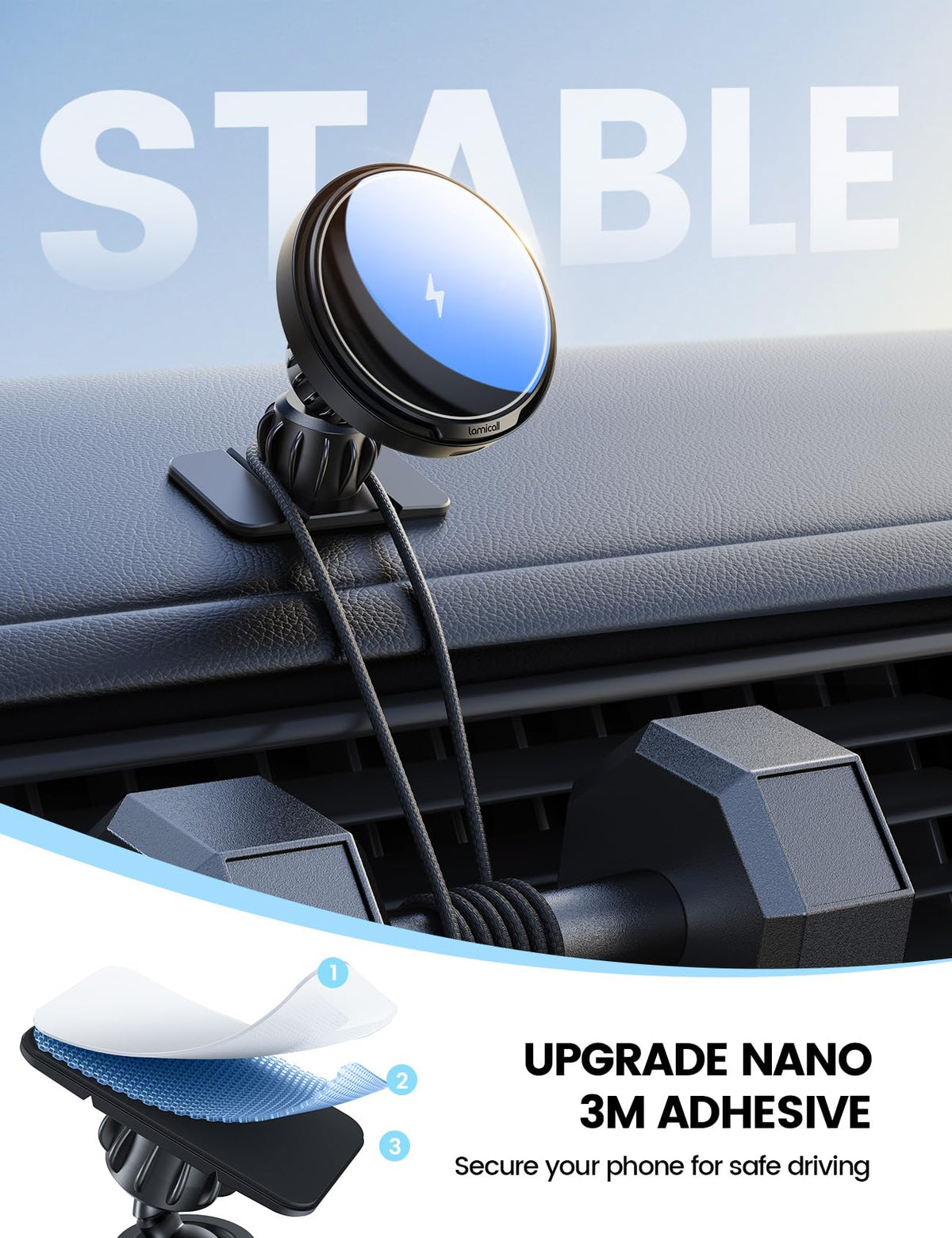 Lamicall MagSafe Car Mount Charger, 15W Wireless