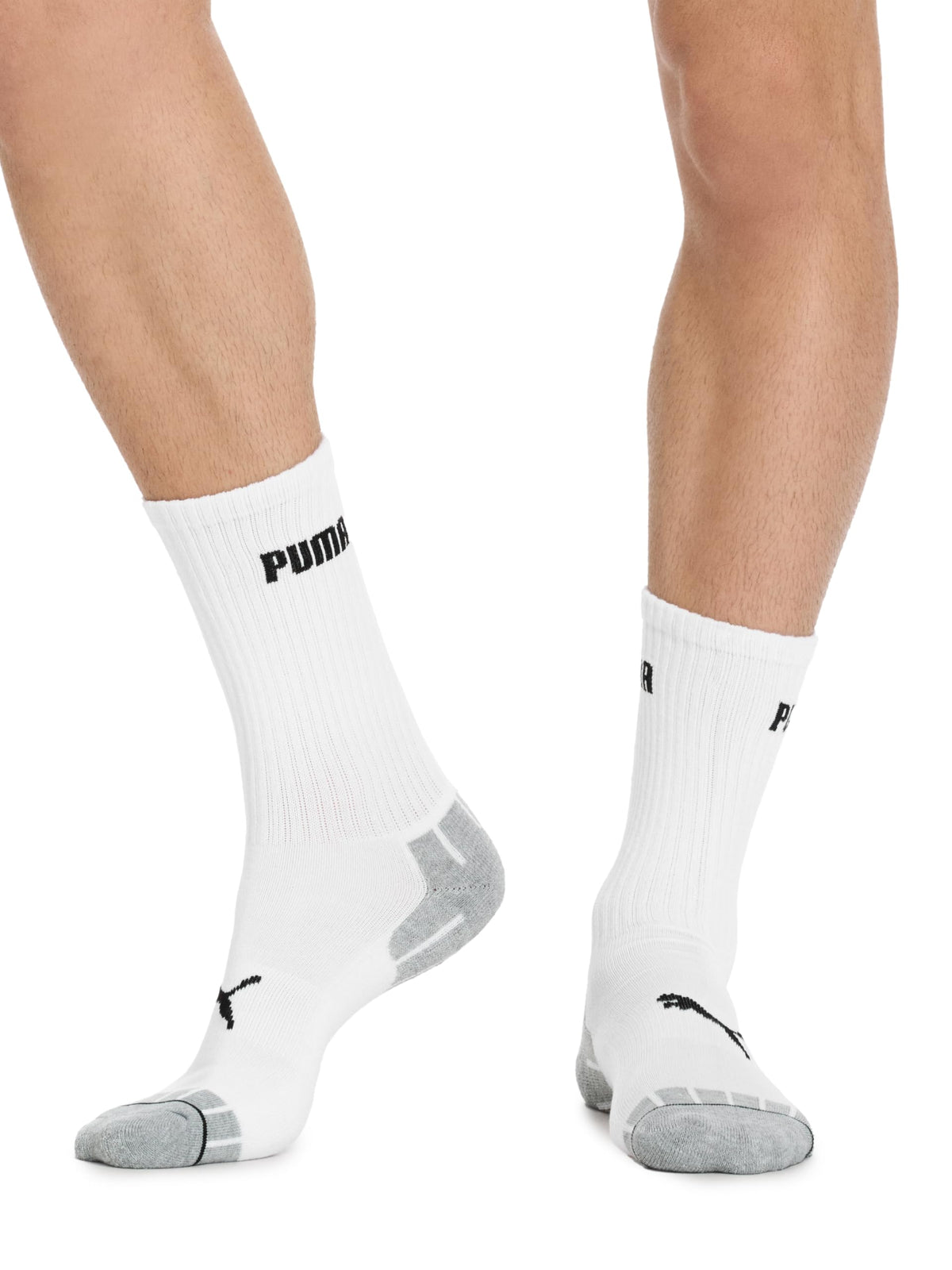 PUMA Men's 8 Pack Athletic Cushioned Crew Socks, White/Black, 10-13