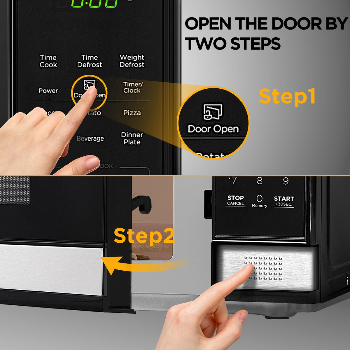 Black+Decker Digital Microwave Oven, Stainless Steel, 1.1 Cu Ft, 900W