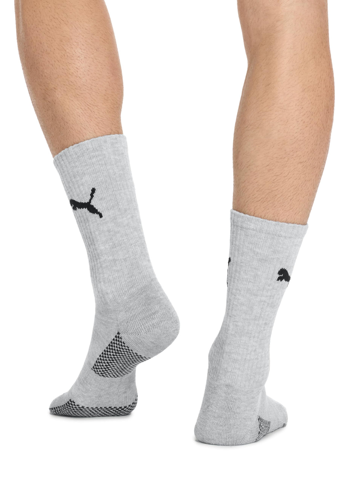 PUMA Men's Athletic Cushioned Crew Socks, White/Grey, 10-13, 8 Pack