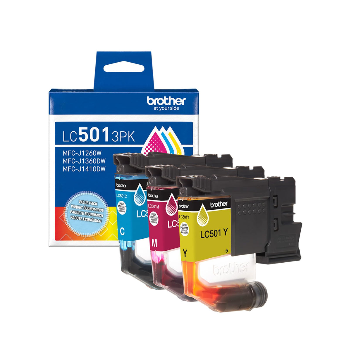 Brother Genuine LC5013PKS Standard Yield Colour Ink Cartridges, 3 Pack