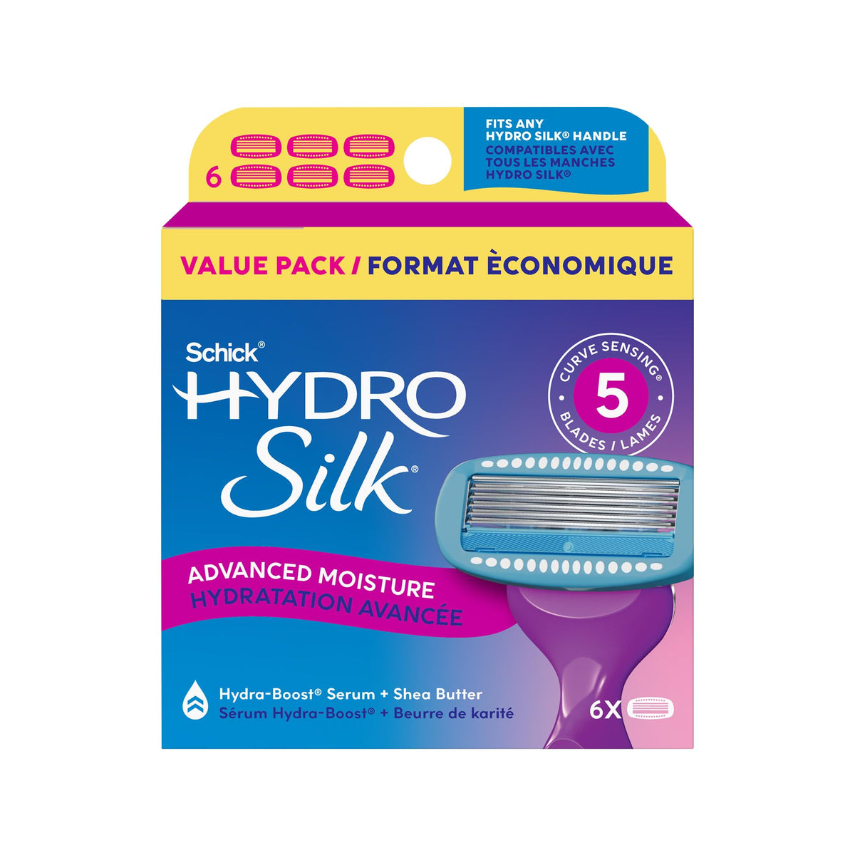 Schick Hydro Silk Moisture Hydration Razor Refills for Women, 6 Count