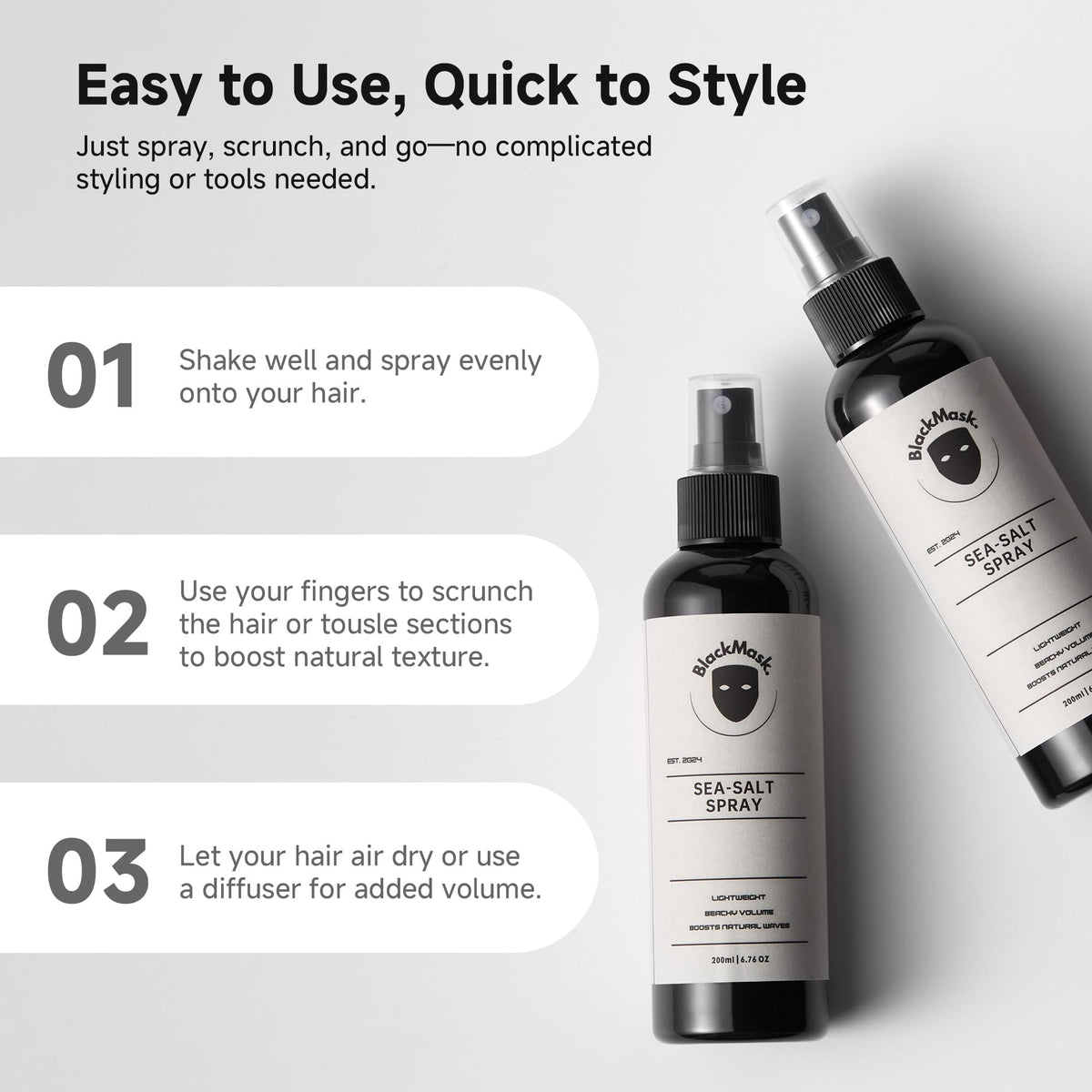 Sea Salt Spray for Men, Beach Wave Texture, Natural Matte Finish