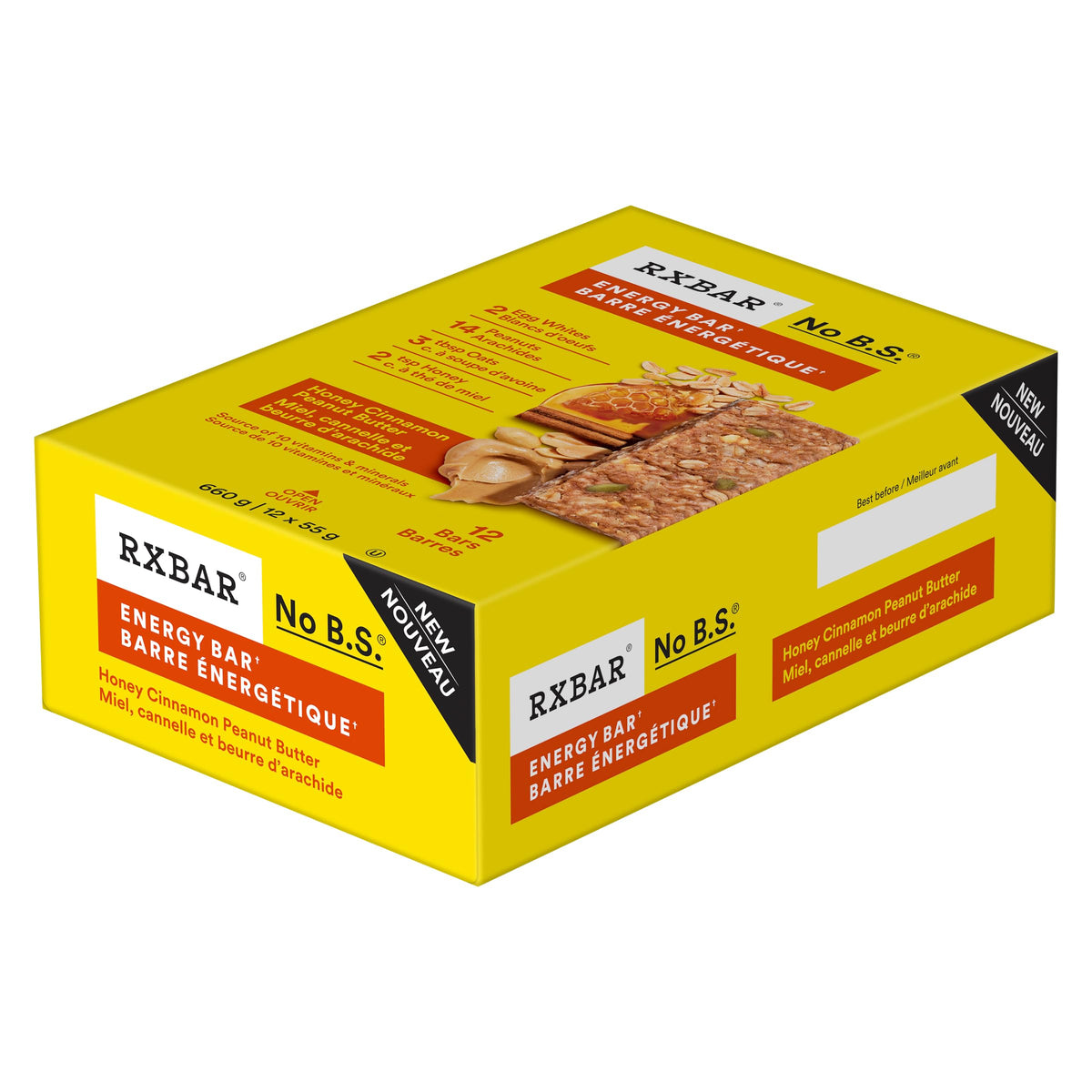 RXBAR Energy Protein Bar, Honey Cinnamon Peanut Butter, 12 x 55 g