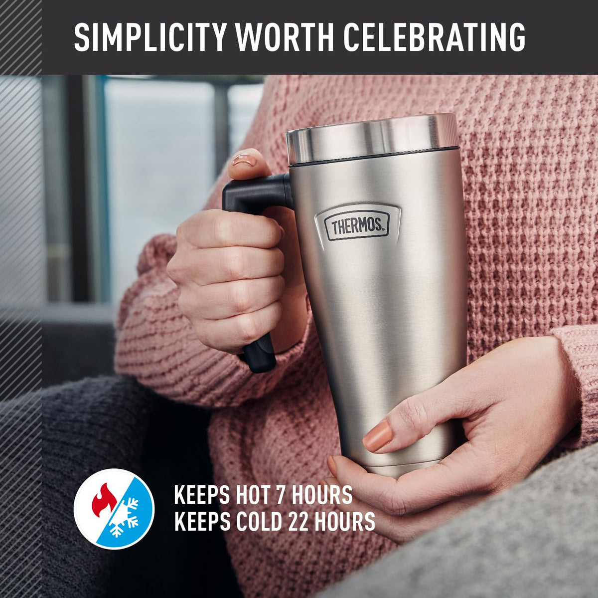 THERMOS ICON Series 16oz Stainless Steel Mug, Saddle