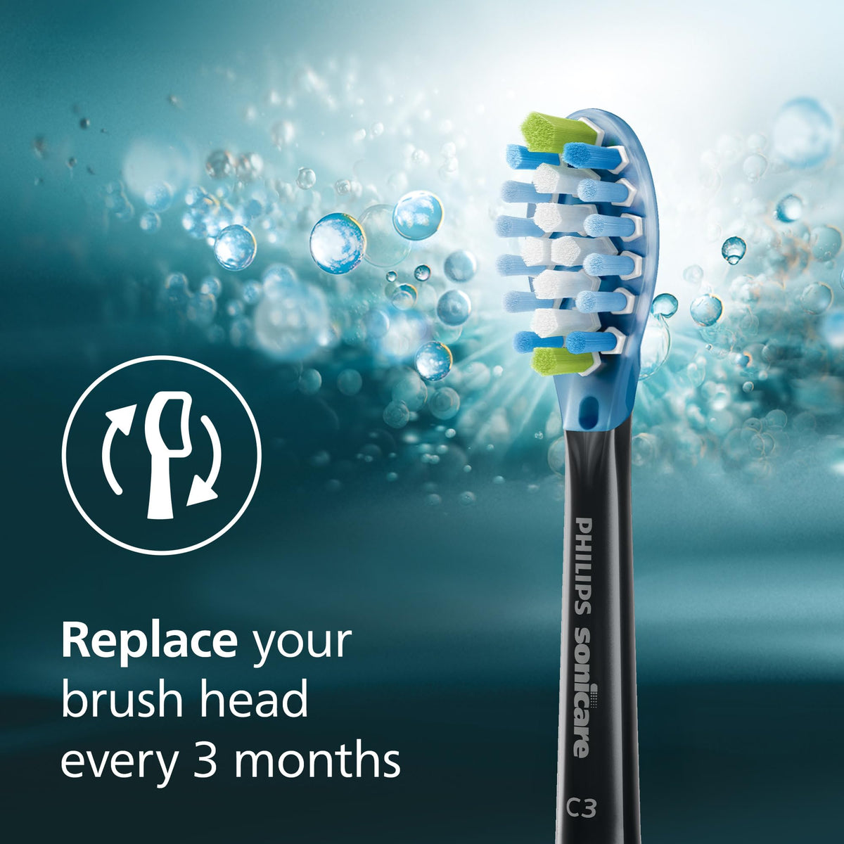 Philips Sonicare C3 Replacement Brush Heads, Black, 2 Pack, HX9042/95