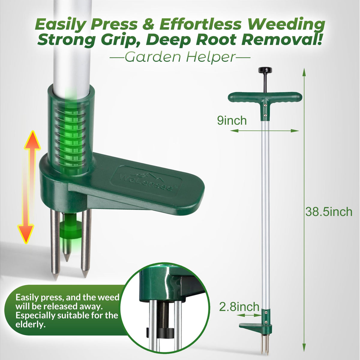 Walensee Stand Up Weed Puller, Long Handle, 3 Claws