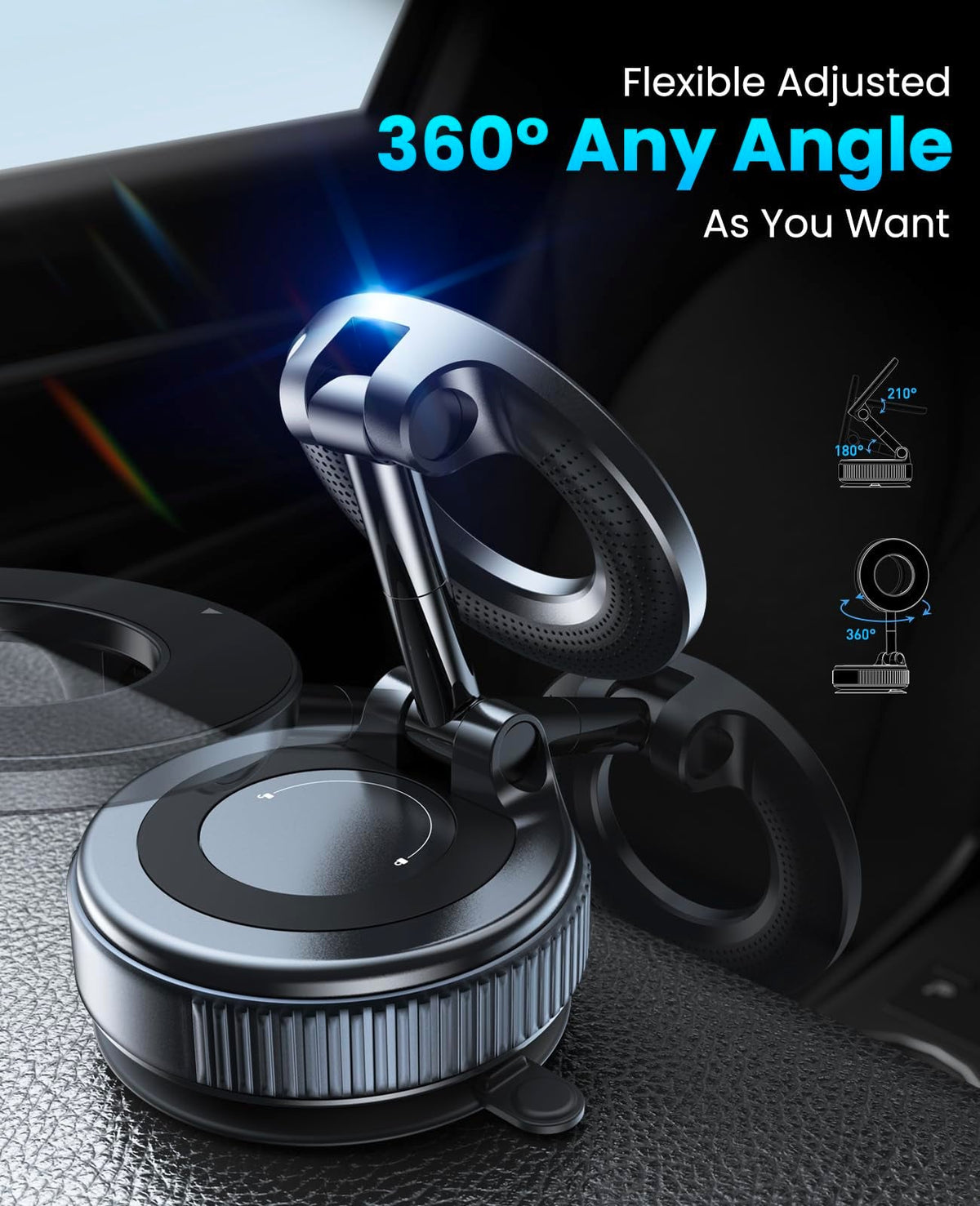 Jononser Magnetic Foldable Car Phone Mount for MagSafe, Black