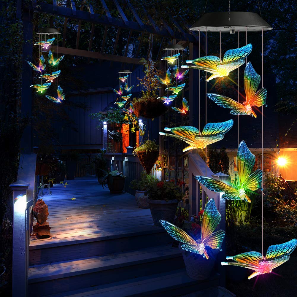 Toodour Colour Changing Solar Butterfly Wind Chimes