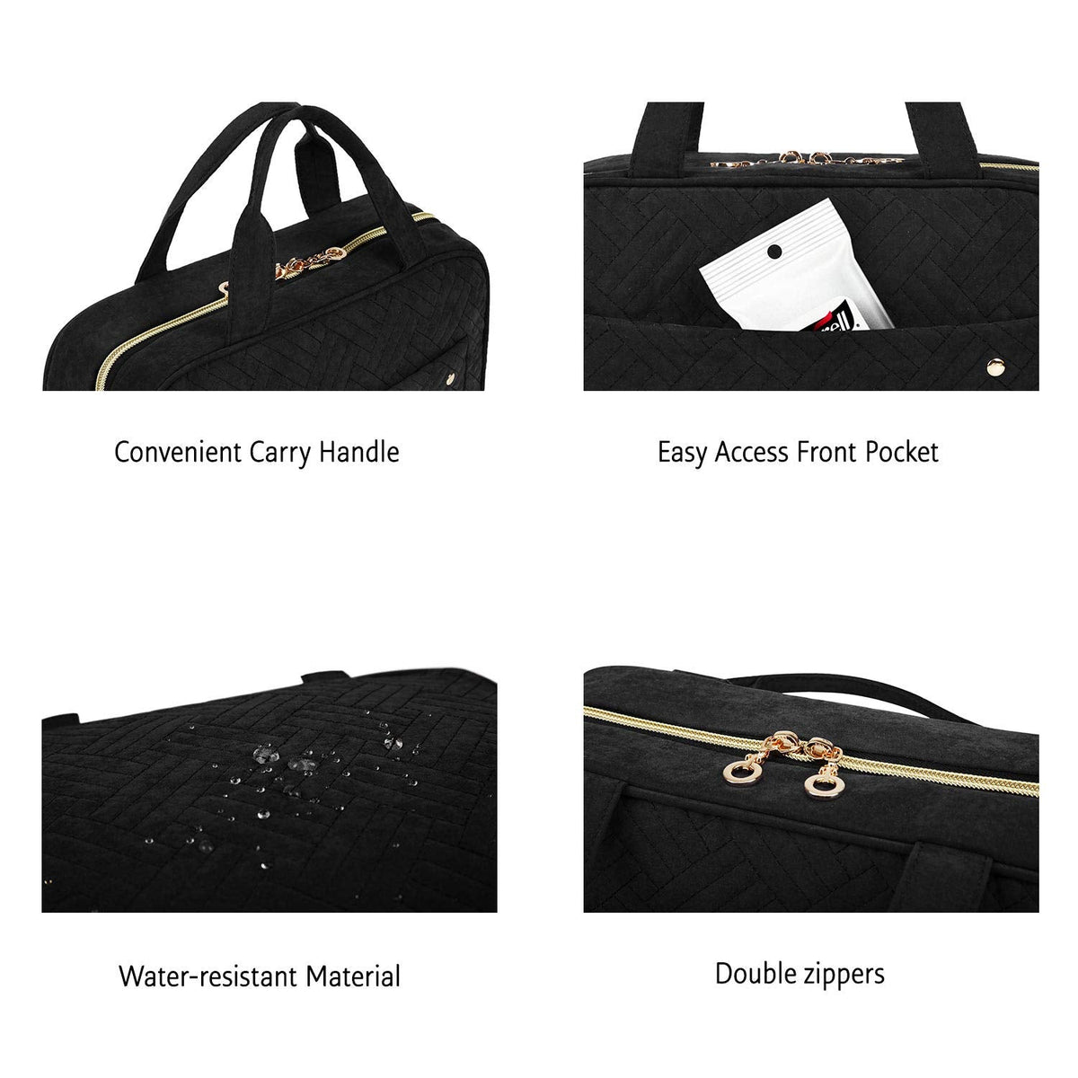 BAGSMART Hanging Toiletry Bag, Black, Medium