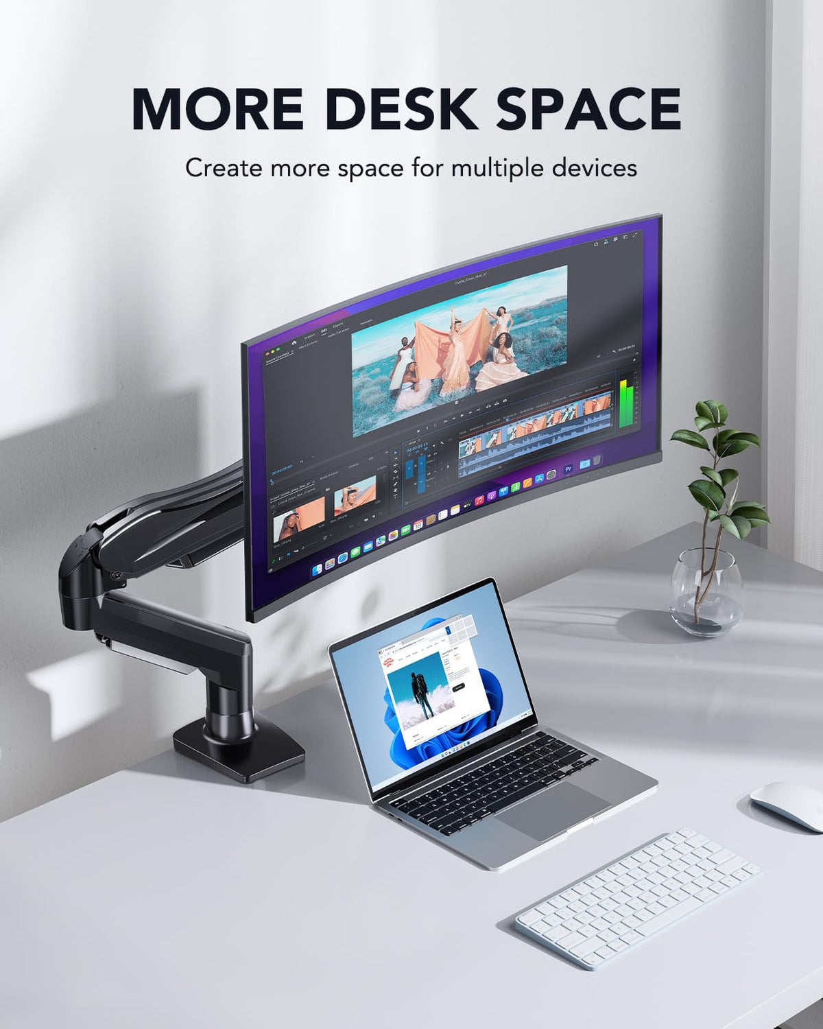 HUANUO Single Monitor Arm Mount for 13-32" Monitors