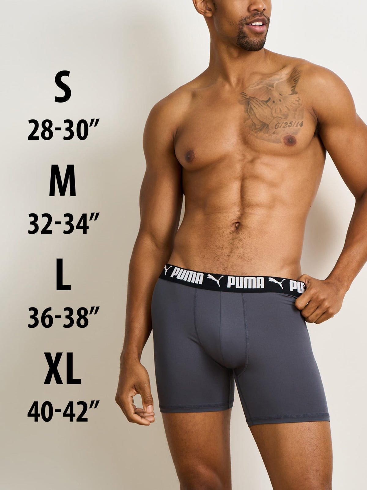 Puma Men's 4 Pack Active Stretch Boxer Briefs, Black, Large
